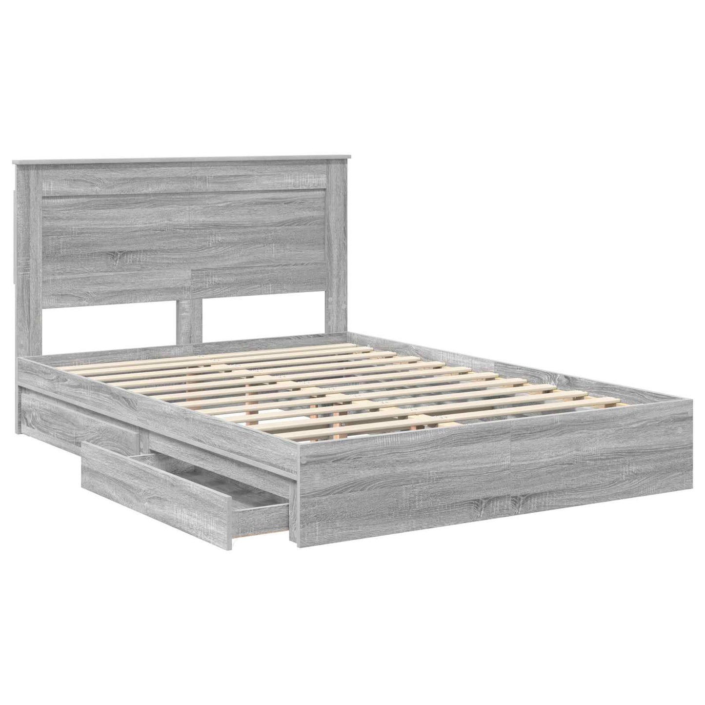 Storage Bed Grey Sonoma 140 x 200 cm Engineered Wood