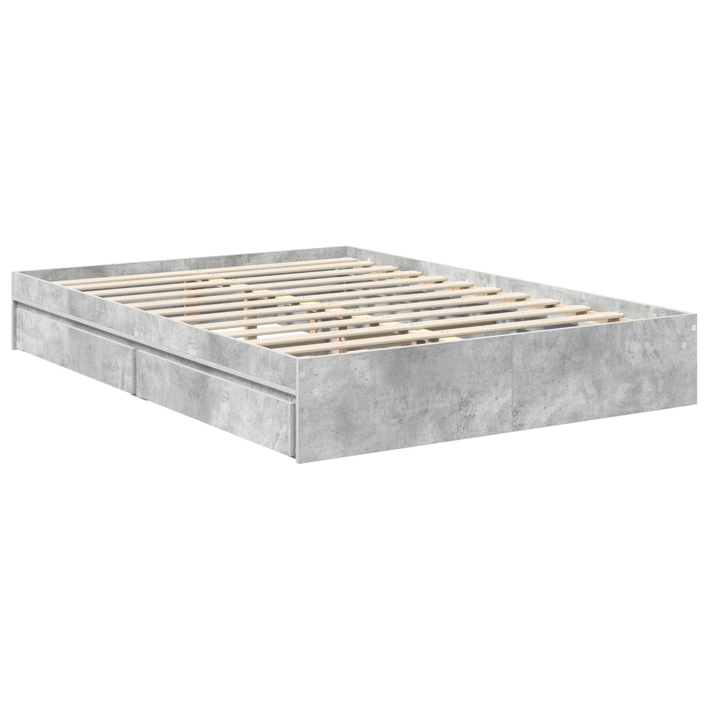 Storage Bed Concrete Grey 135 x 190 cm Engineered Wood