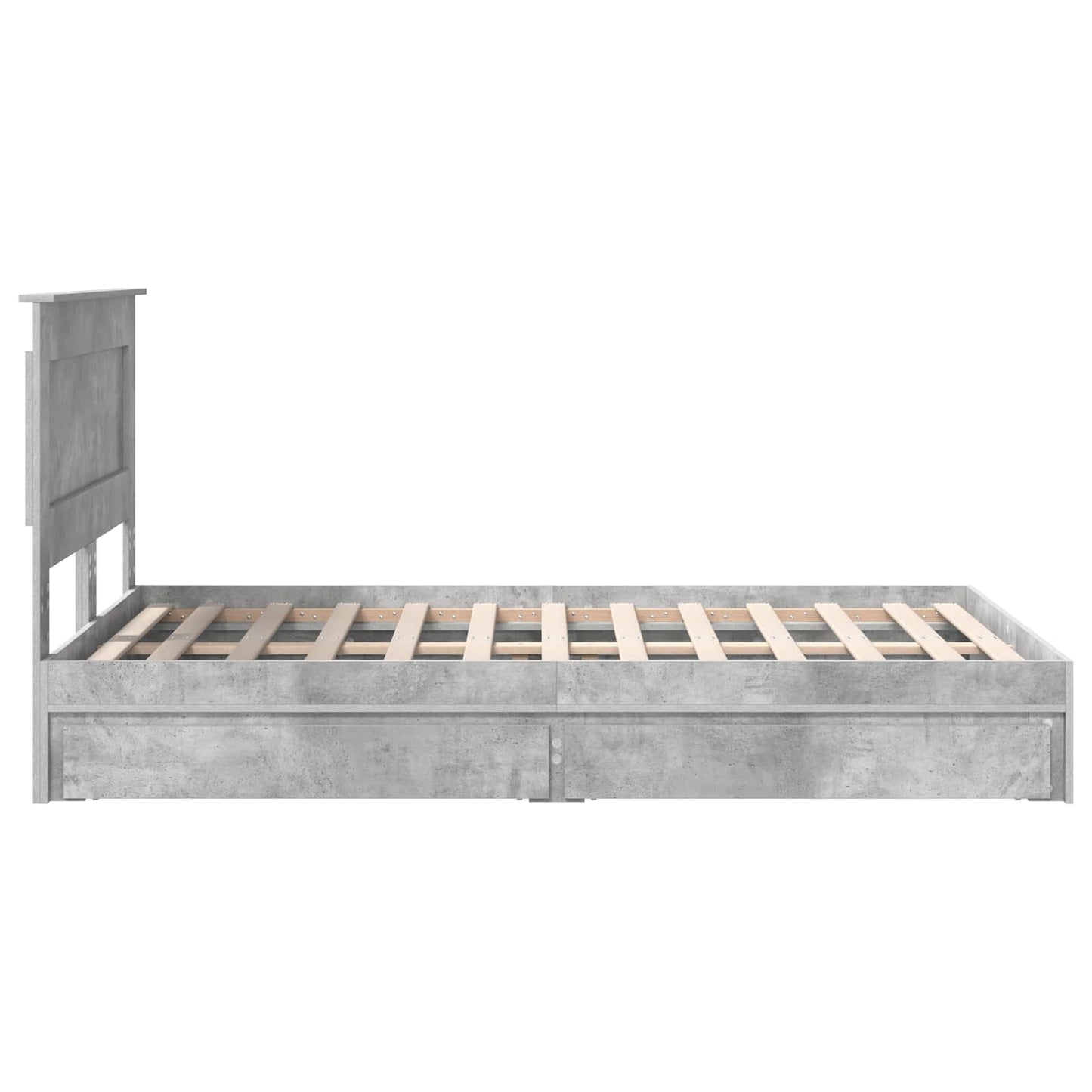 Storage Bed Concrete Grey 135 x 190 cm Engineered Wood