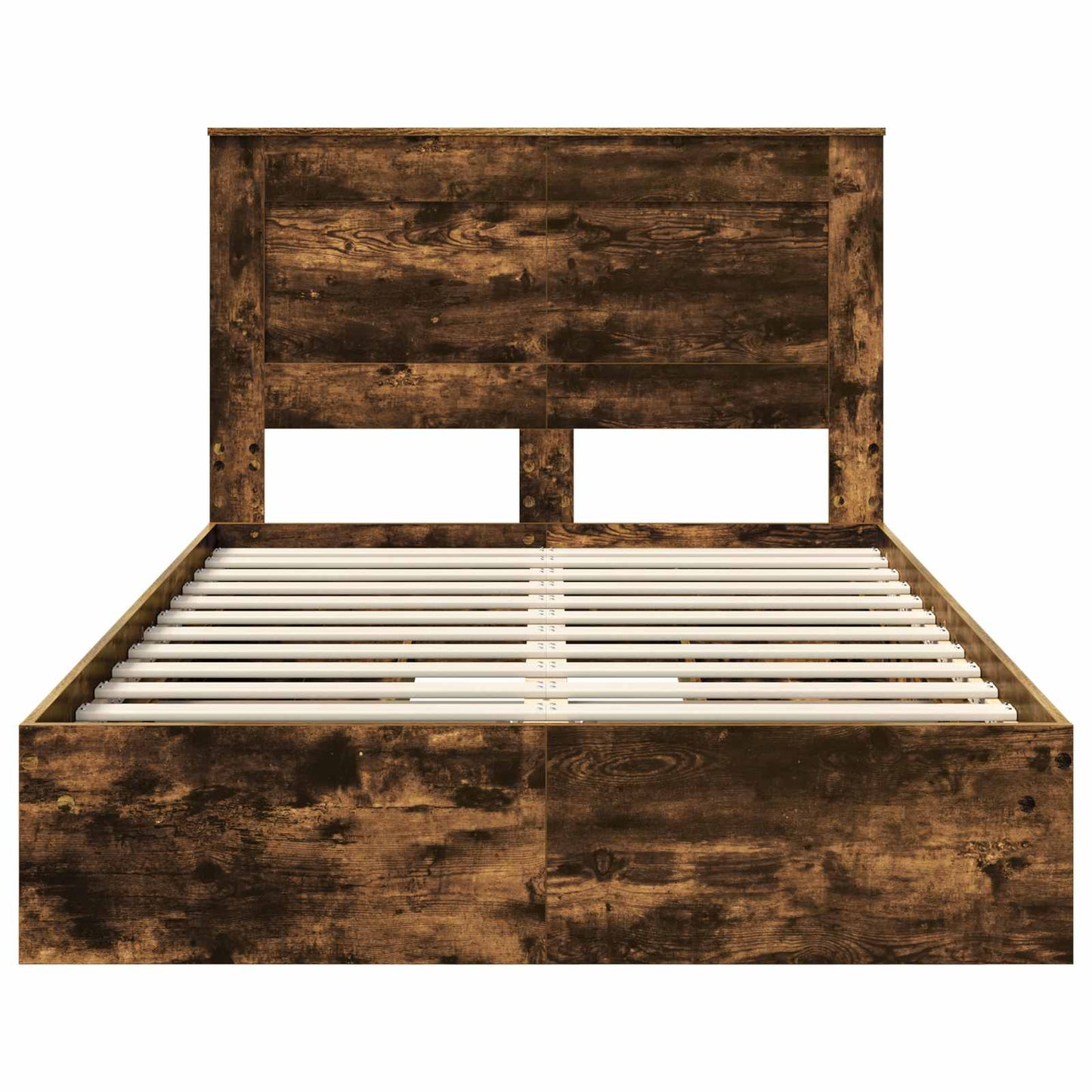 Storage Bed with Drawer Smoked Oak 135 x 190 cm Engineered Wood