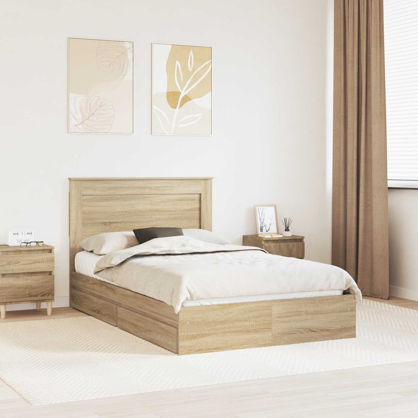 Storage Bed with Drawer Sonoma Oak 120 x 200 cm Engineered Wood