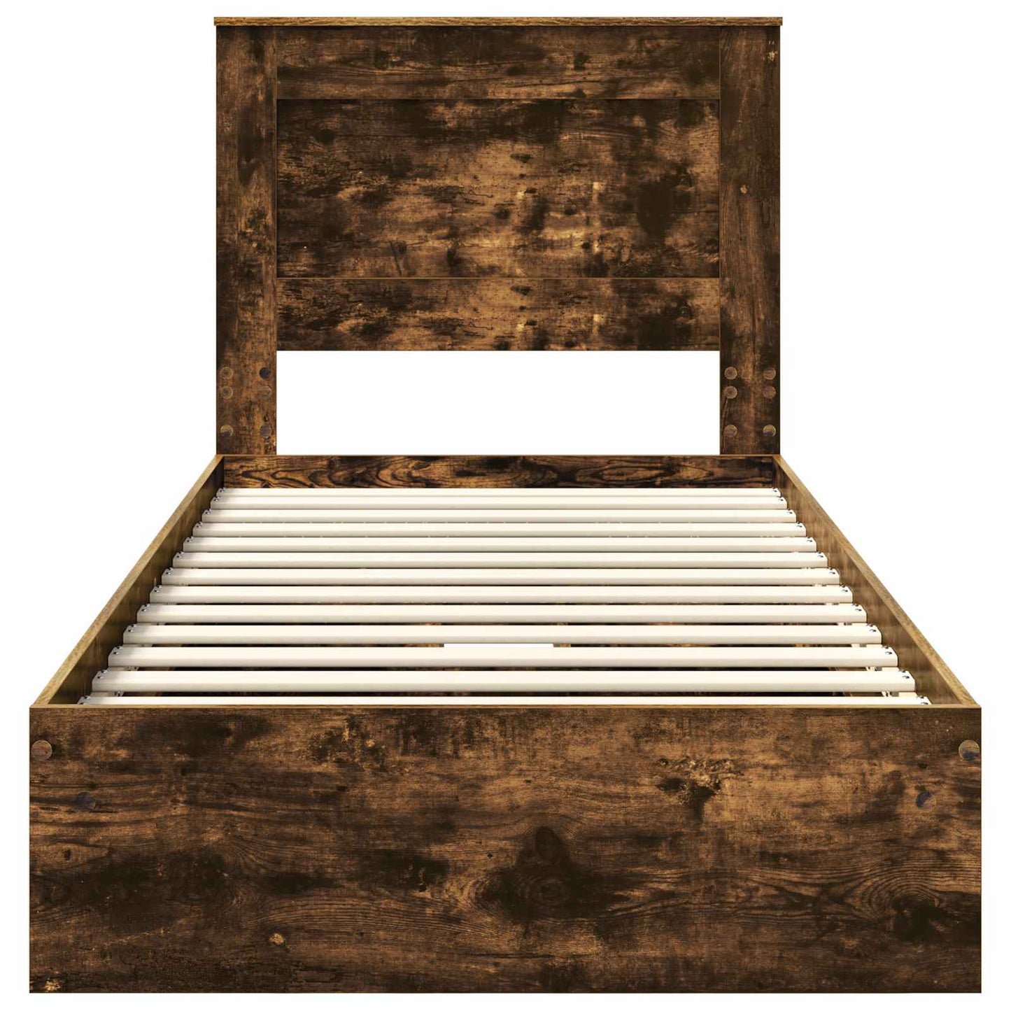 Storage Bed with Drawer Smoked Oak 100 x 200 cm Engineered Wood