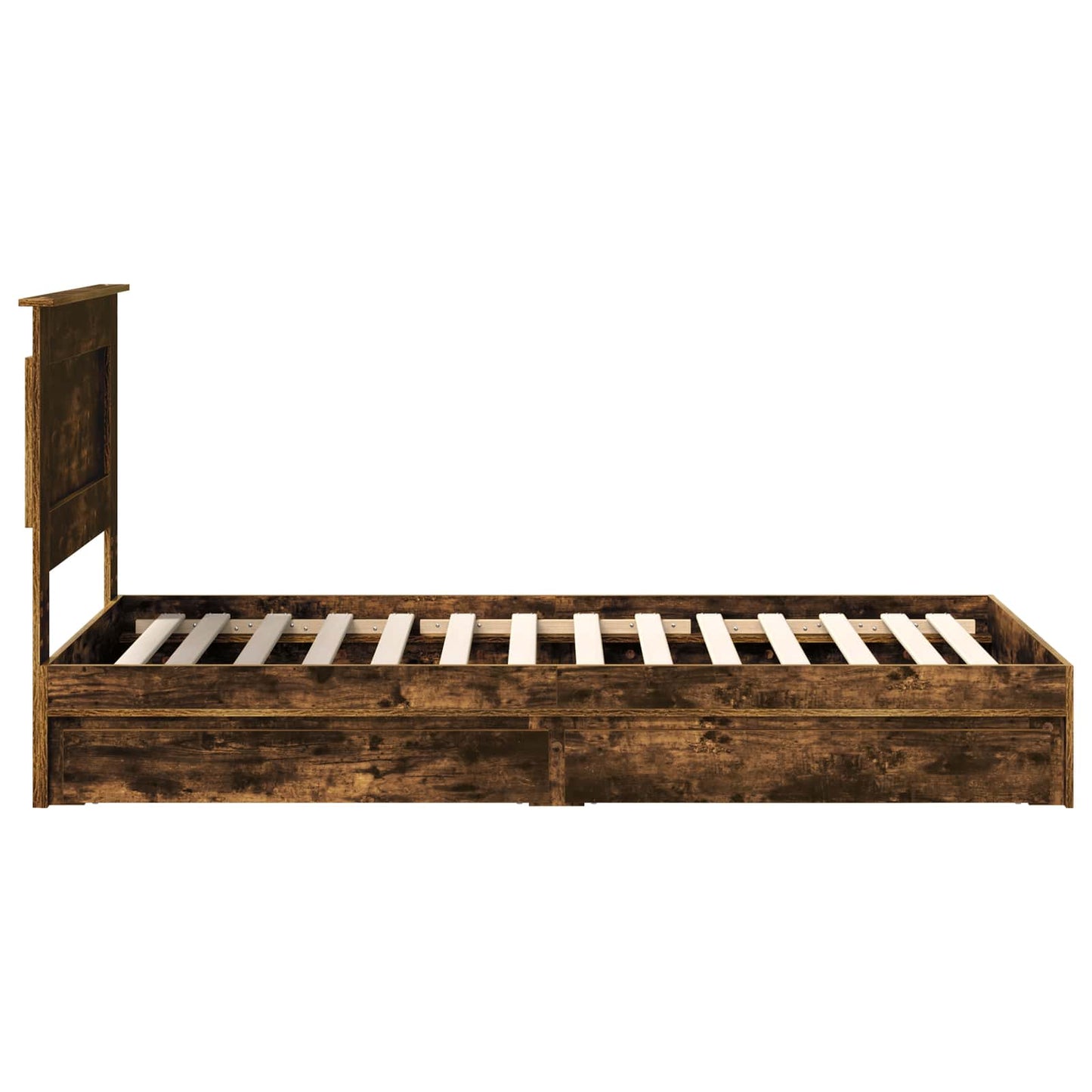 Storage Bed with Drawer Smoked Oak 100 x 200 cm Engineered Wood