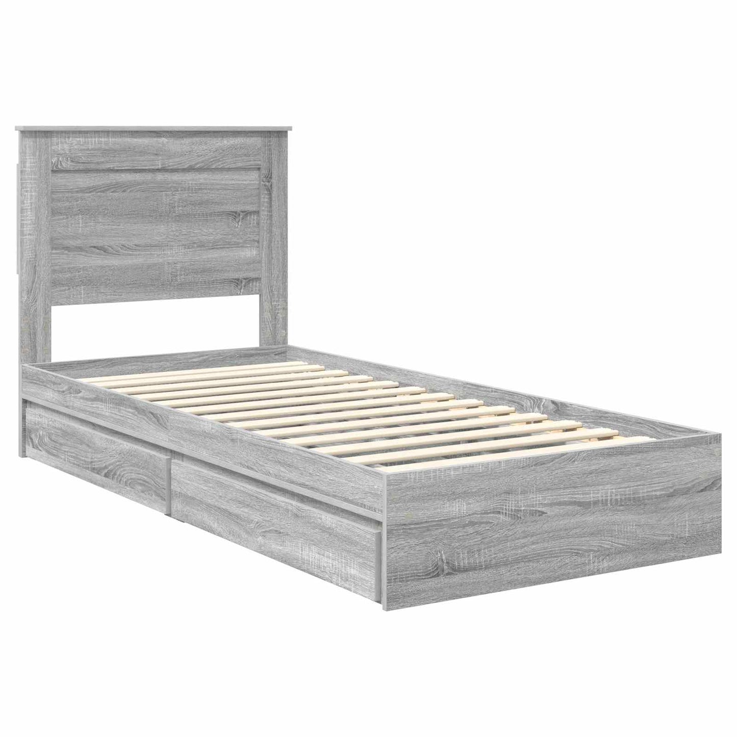 Storage Bed Grey Sonoma 100 x 200 cm Engineered Wood