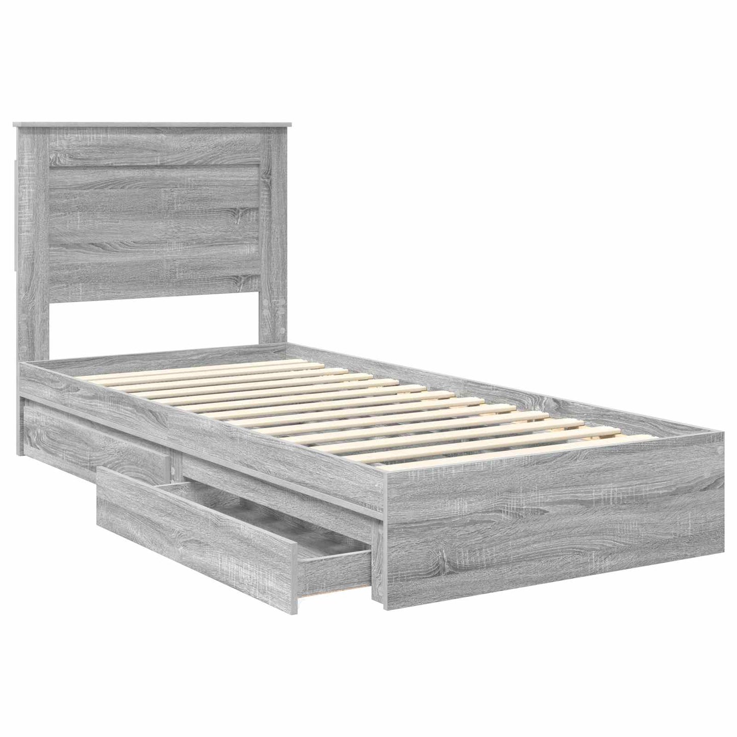 Storage Bed Grey Sonoma 100 x 200 cm Engineered Wood