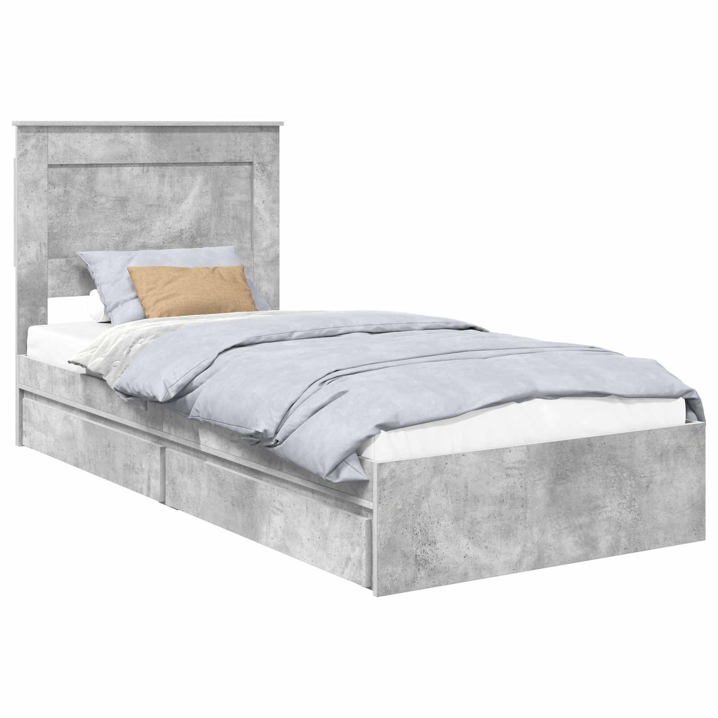 Storage Bed Concrete Grey 90 x 190 cm Engineered Wood