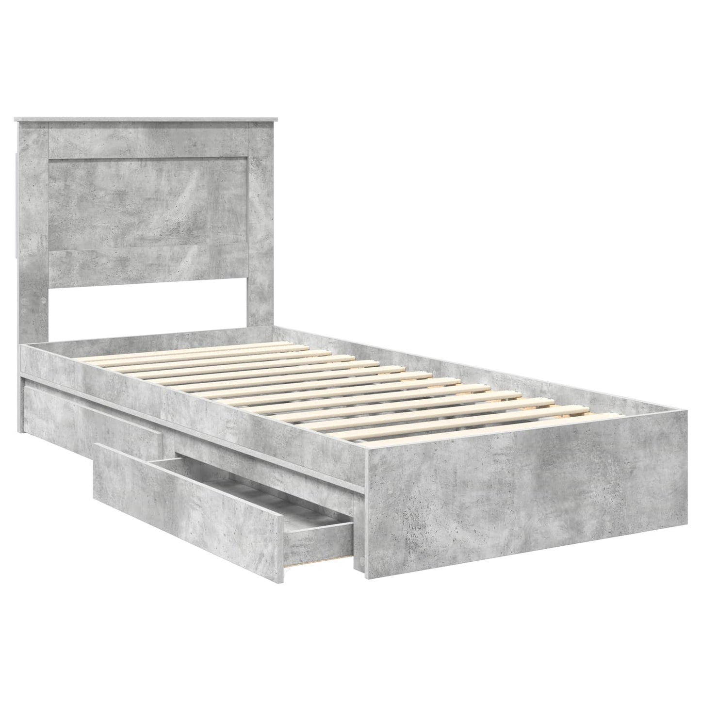 Storage Bed Concrete Grey 90 x 190 cm Engineered Wood