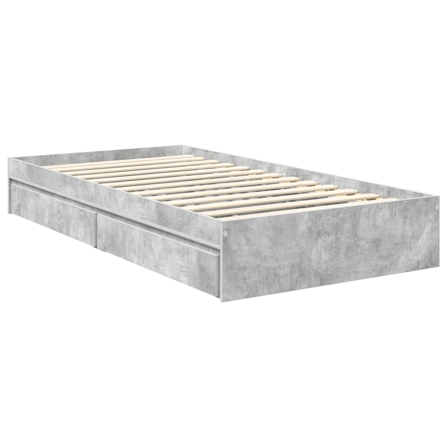 Storage Bed Concrete Grey 90 x 190 cm Engineered Wood