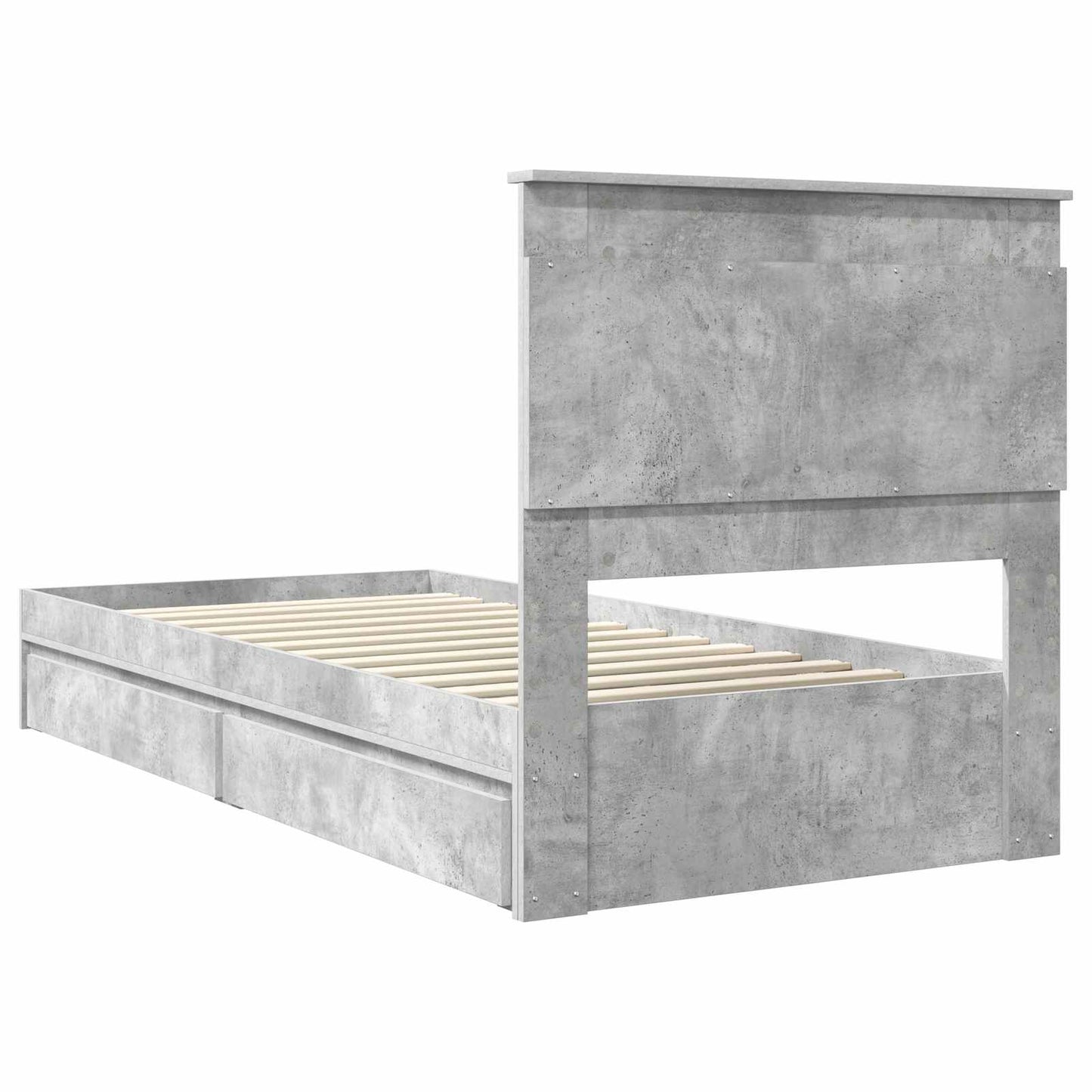 Storage Bed Concrete Grey 90 x 190 cm Engineered Wood
