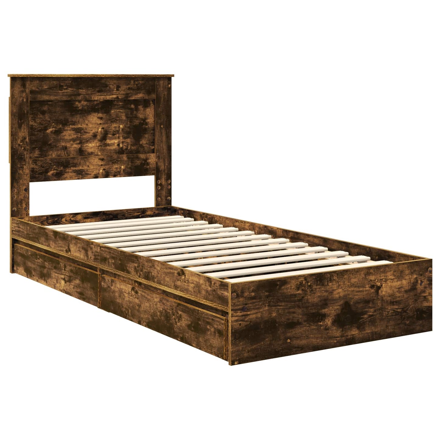 Storage Bed with Drawer Smoked Oak 90 x 190 cm Engineered Wood