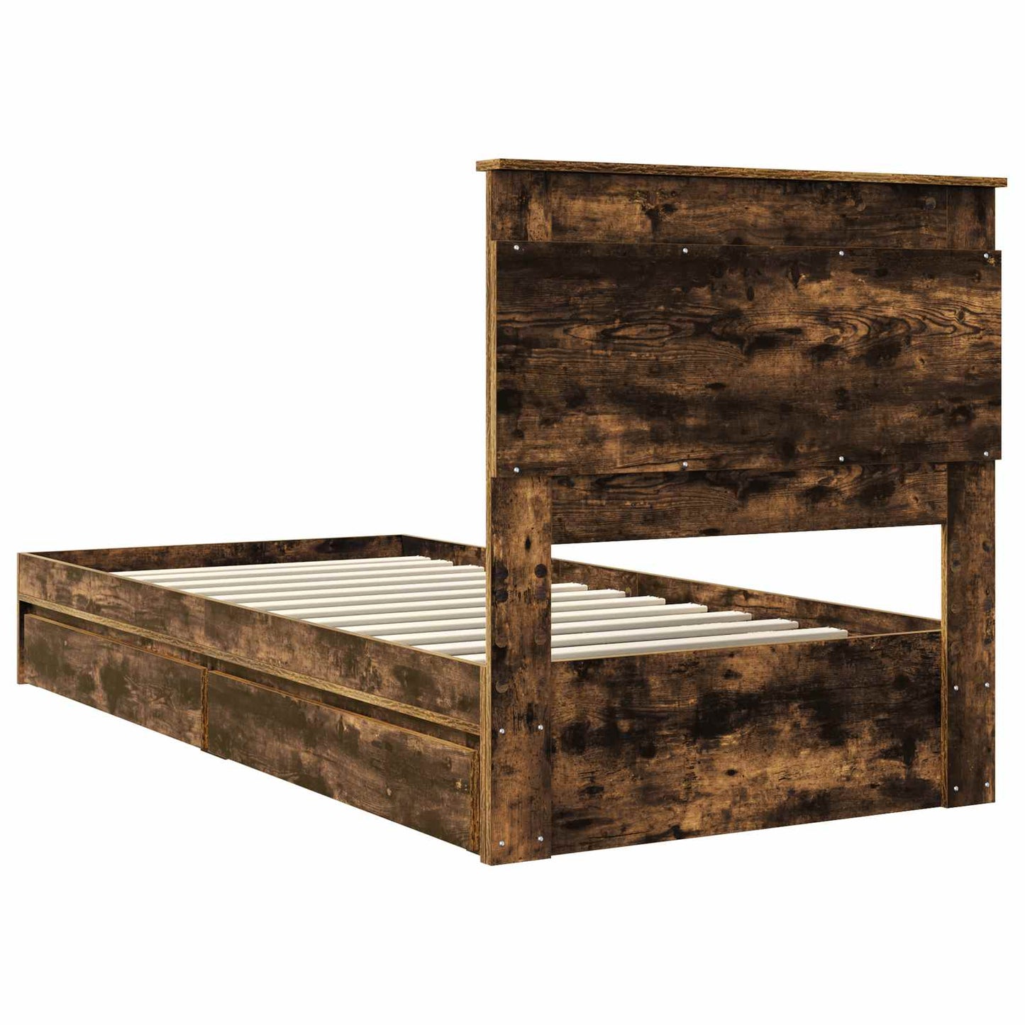 Storage Bed with Drawer Smoked Oak 90 x 200 cm Engineered Wood