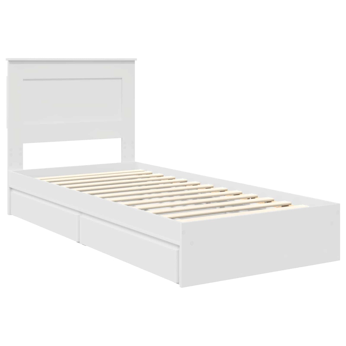 Storage Bed with Headboard White 75 x 190 cm Engineered Wood