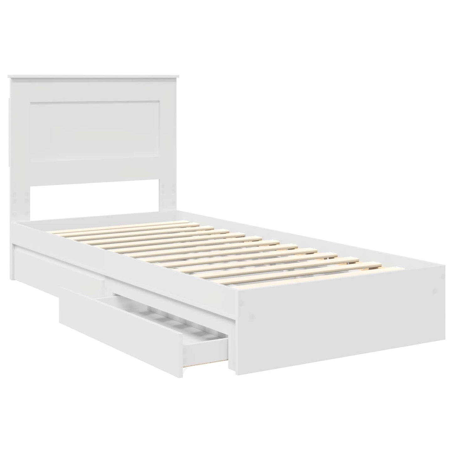 Storage Bed with Headboard White 75 x 190 cm Engineered Wood