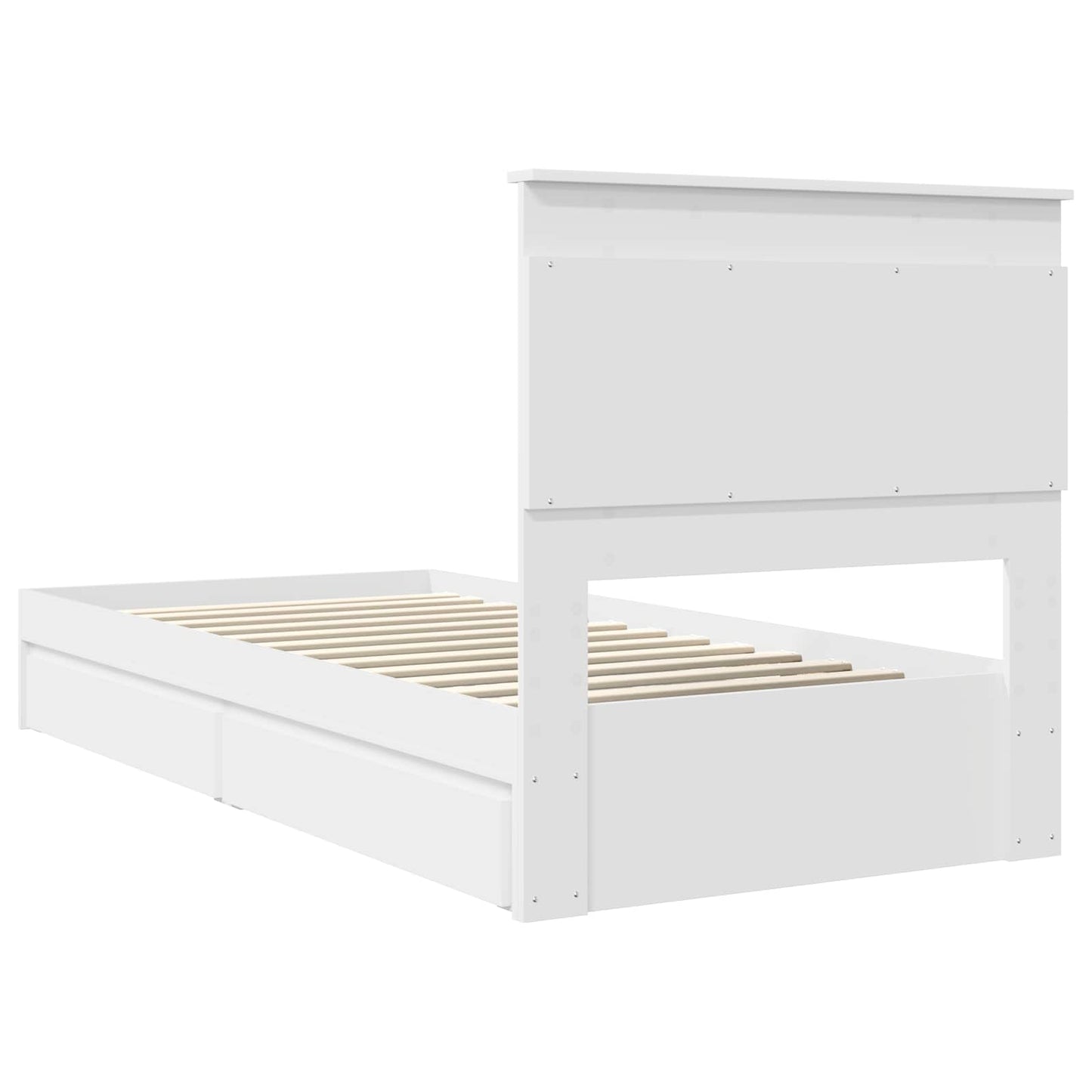 Storage Bed with Headboard White 75 x 190 cm Engineered Wood