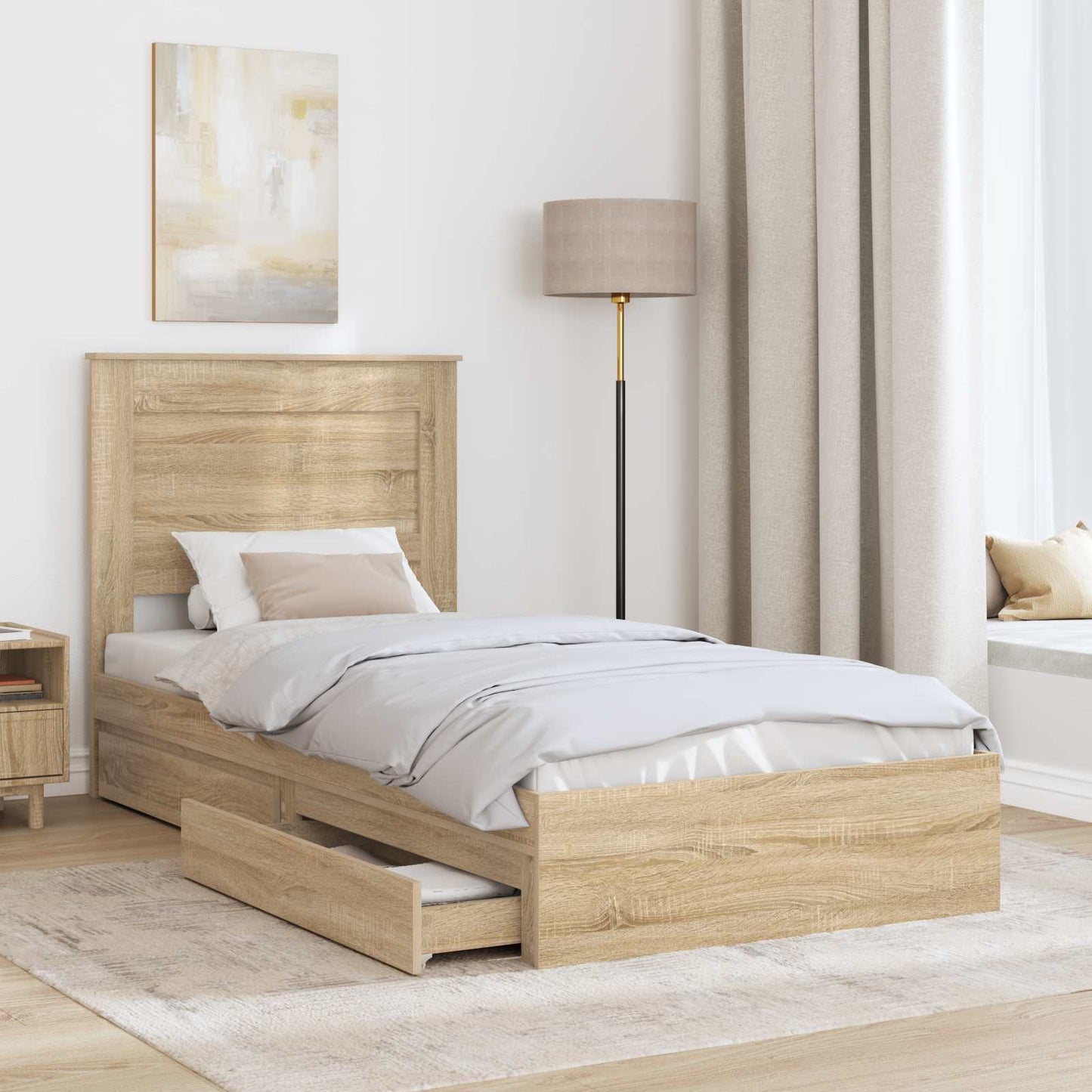 Storage Bed with Drawer Sonoma Oak 75 x 190 cm Engineered Wood