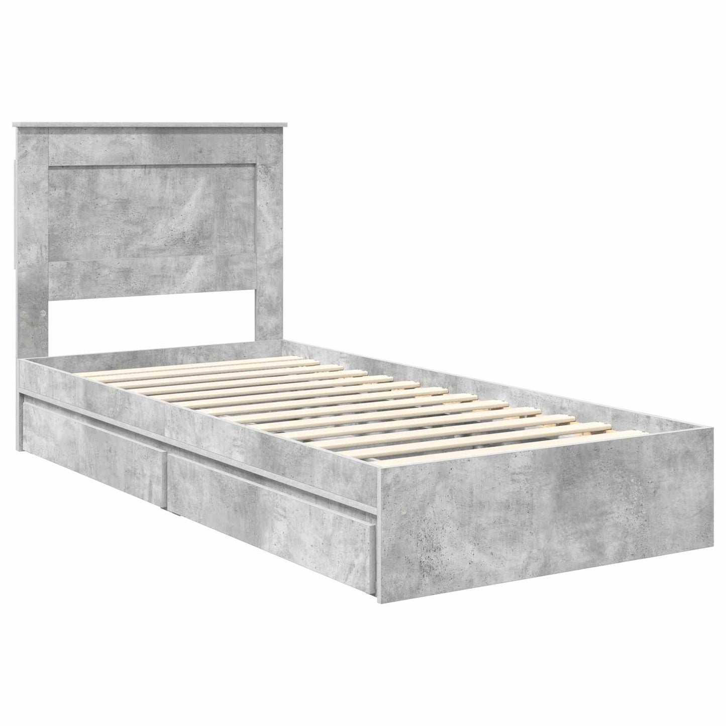Storage Bed Concrete Grey 75 x 190 cm Engineered Wood
