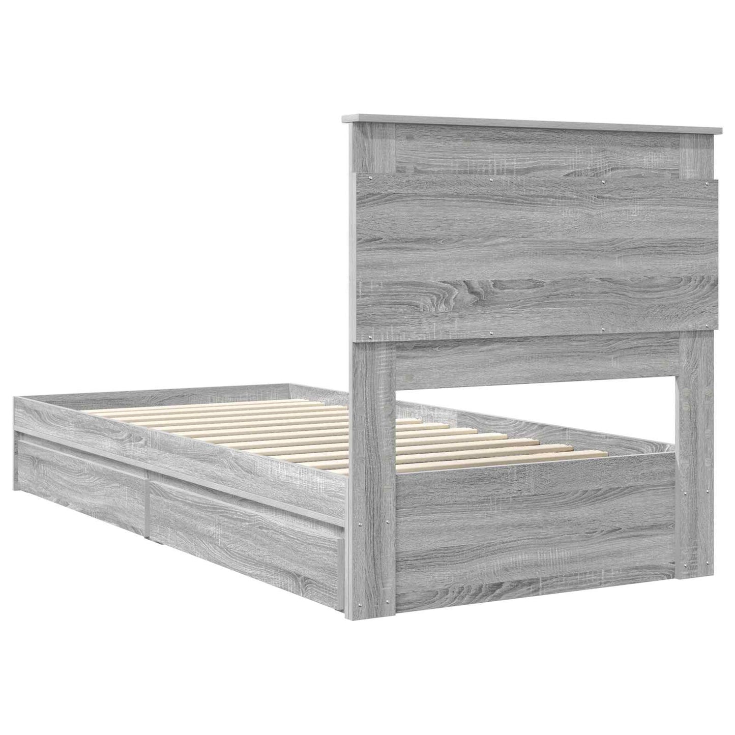 Storage Bed with Drawer Grey Sonoma 75 x 190 cm Engineered Wood