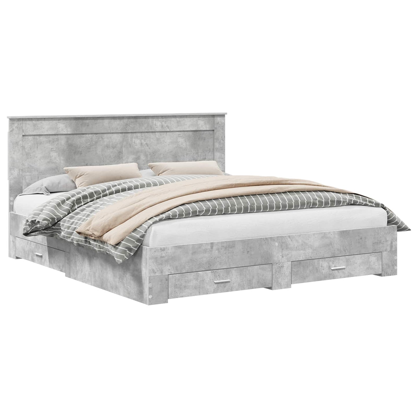 Bed Frame with Drawer with Headboard Manual Engineered Wood