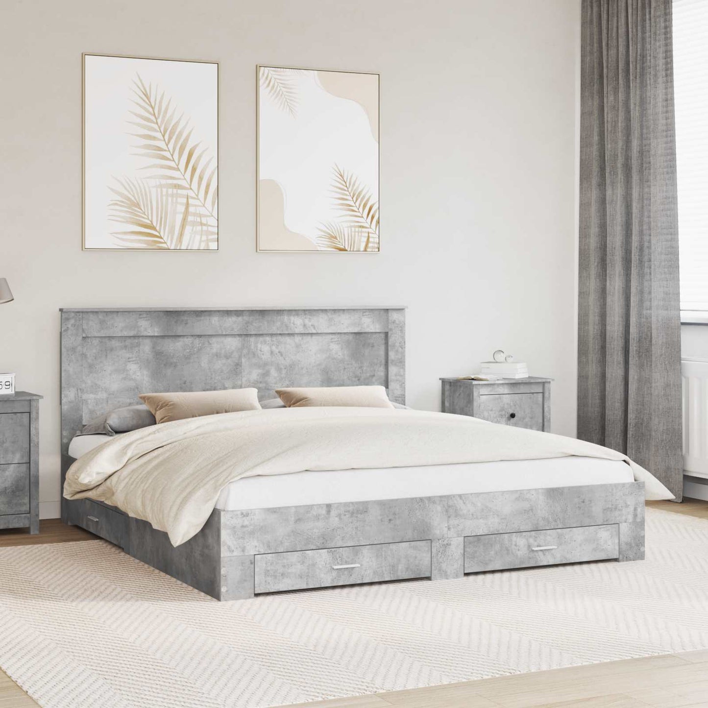 Bed Frame Concrete Grey 180 x 200 cm Engineered Wood