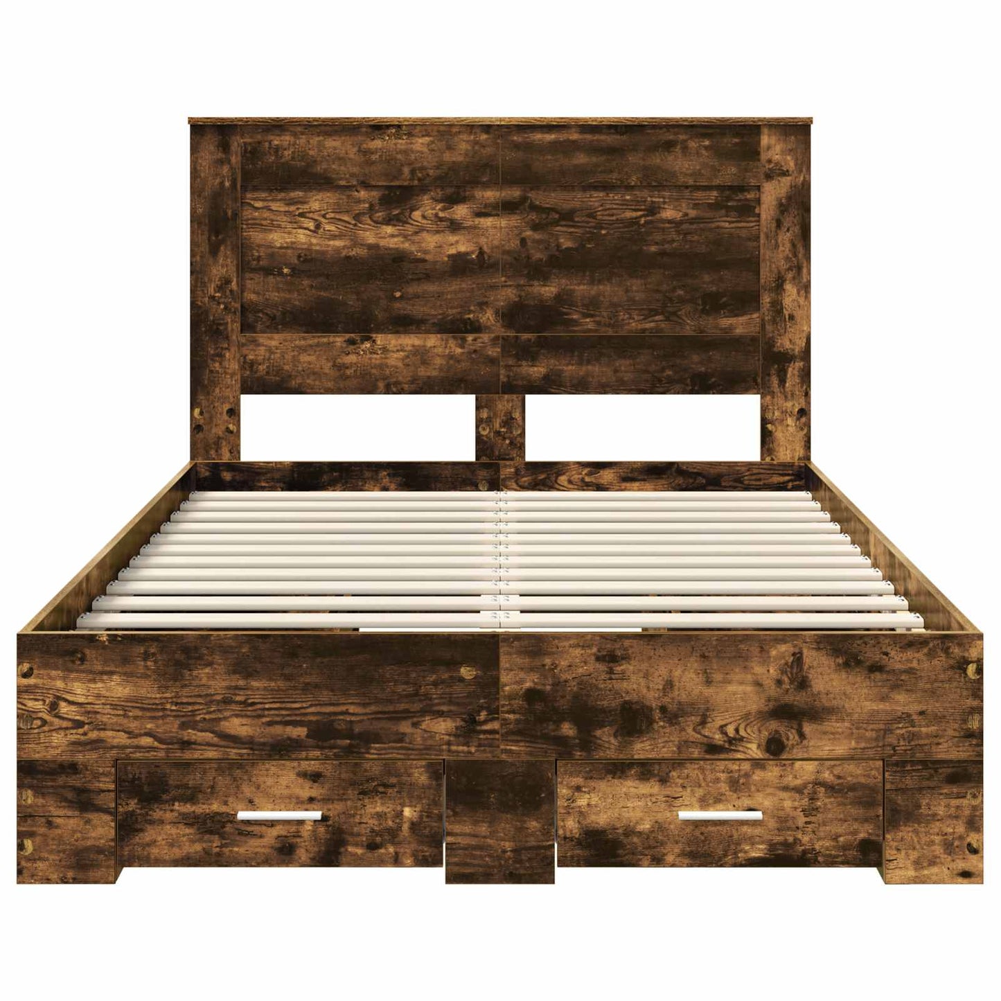 Bed Frame with Drawer Smoked Oak 135 x 190 cm Engineered Wood