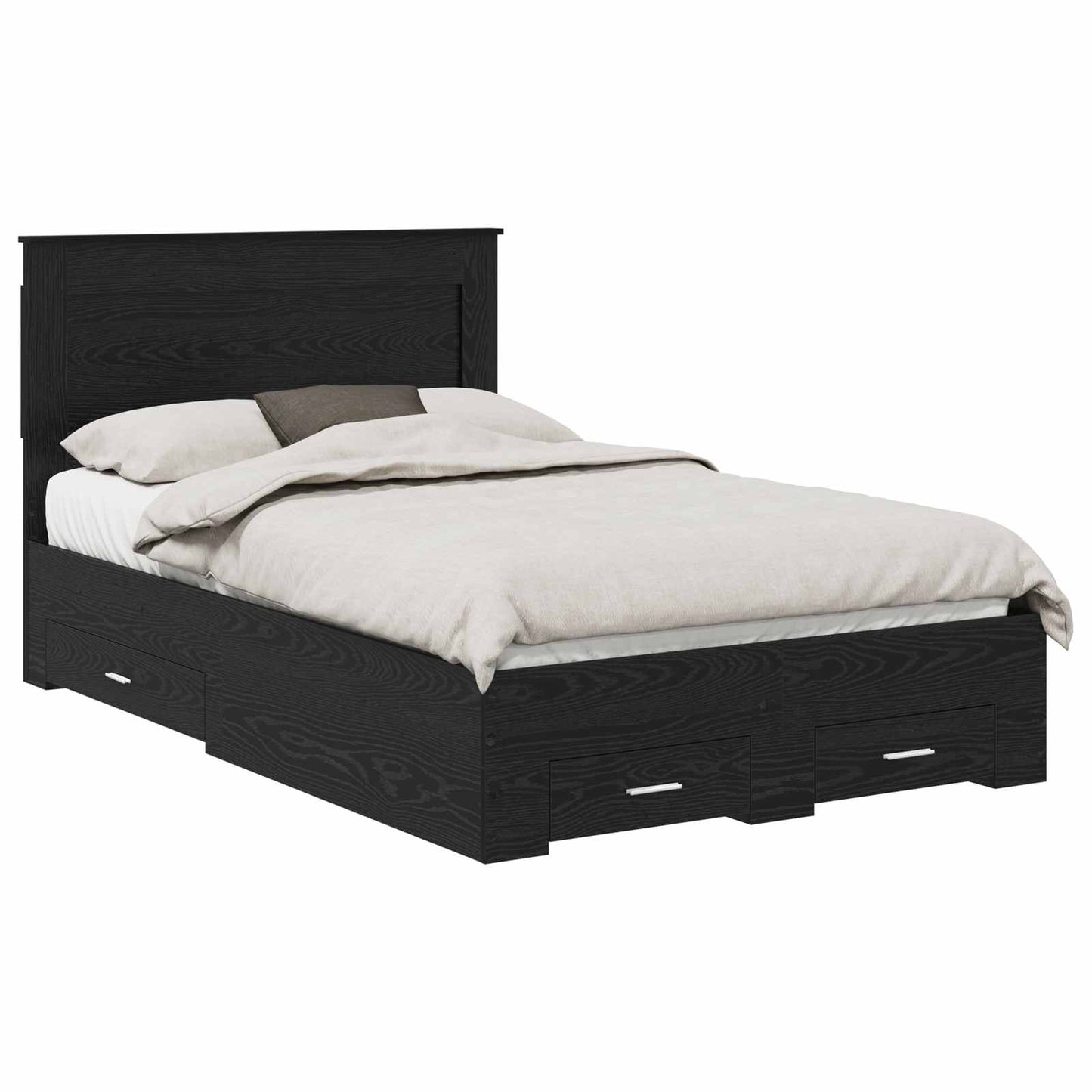 Bed Frame with Headboard Black Oak 120 x 190 cm Engineered Wood