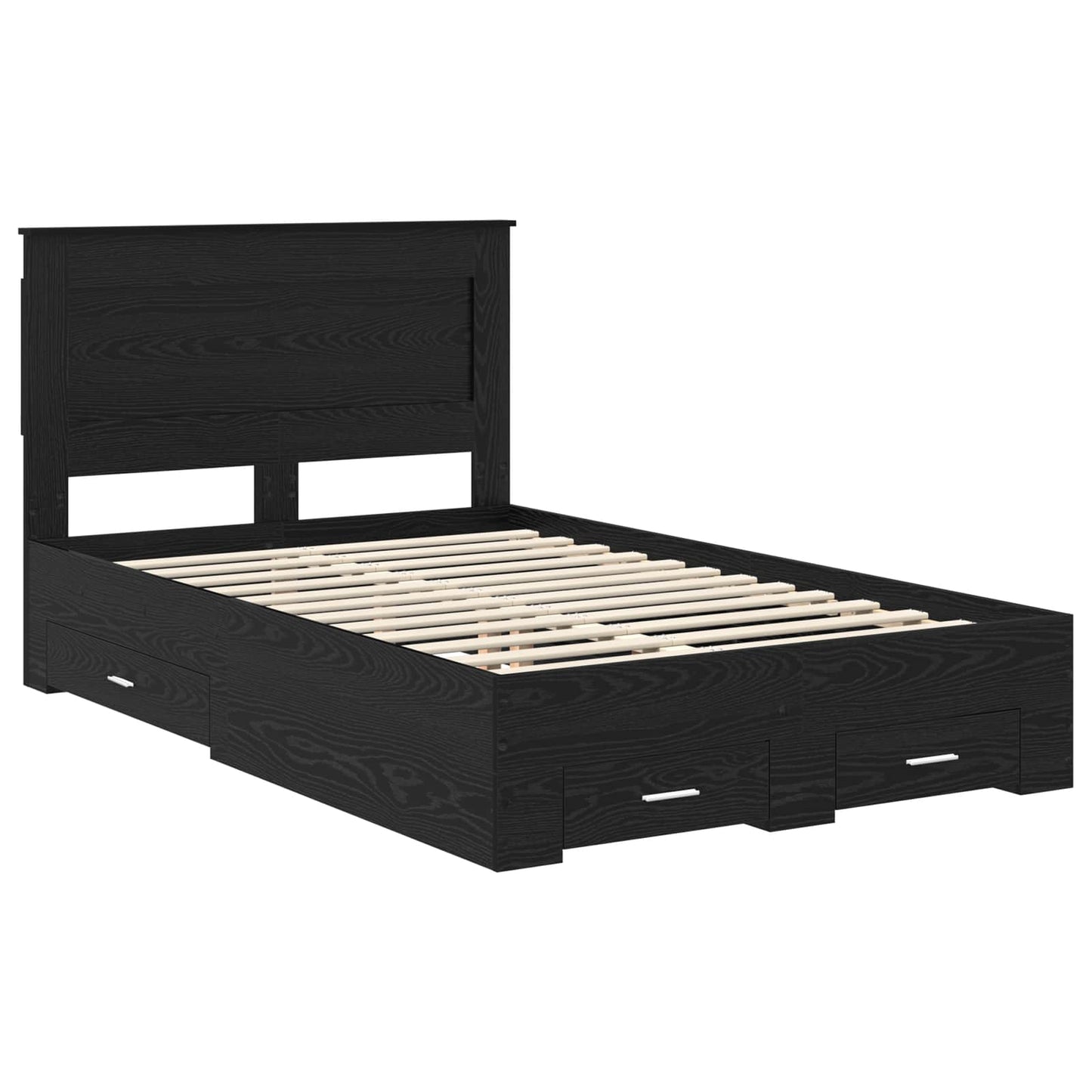 Bed Frame with Headboard Black Oak 120 x 190 cm Engineered Wood