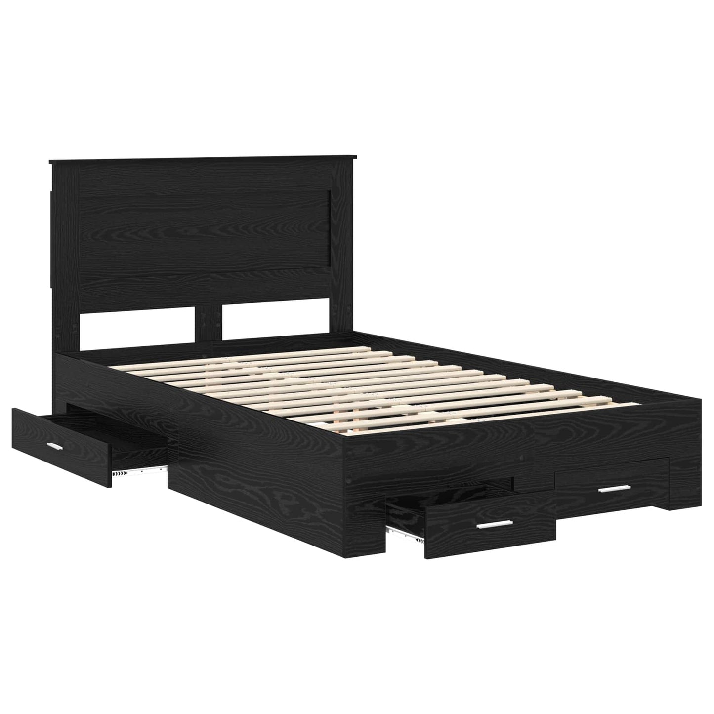 Bed Frame with Headboard Black Oak 120 x 190 cm Engineered Wood