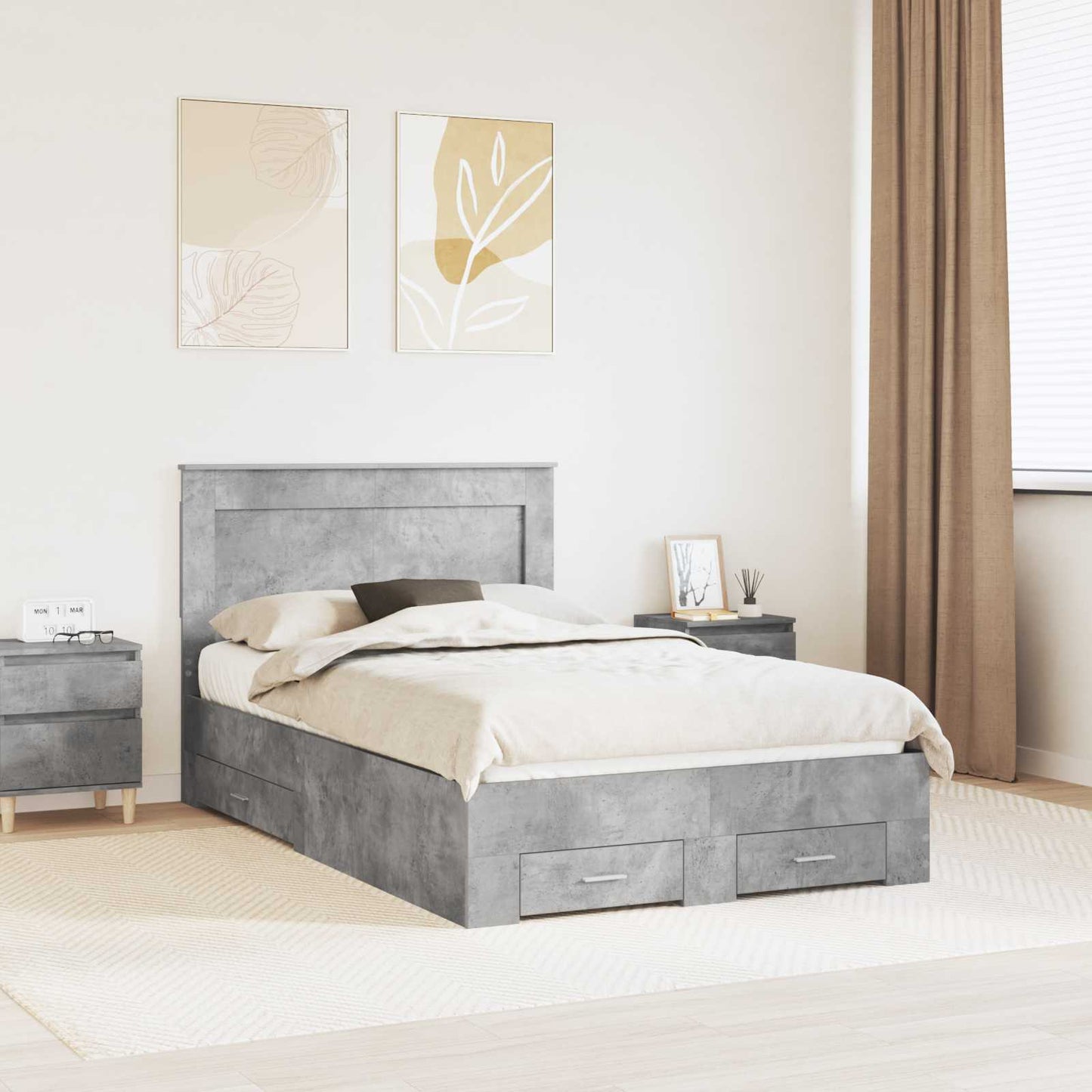 Bed Frame Concrete Grey 120 x 200 cm Engineered Wood