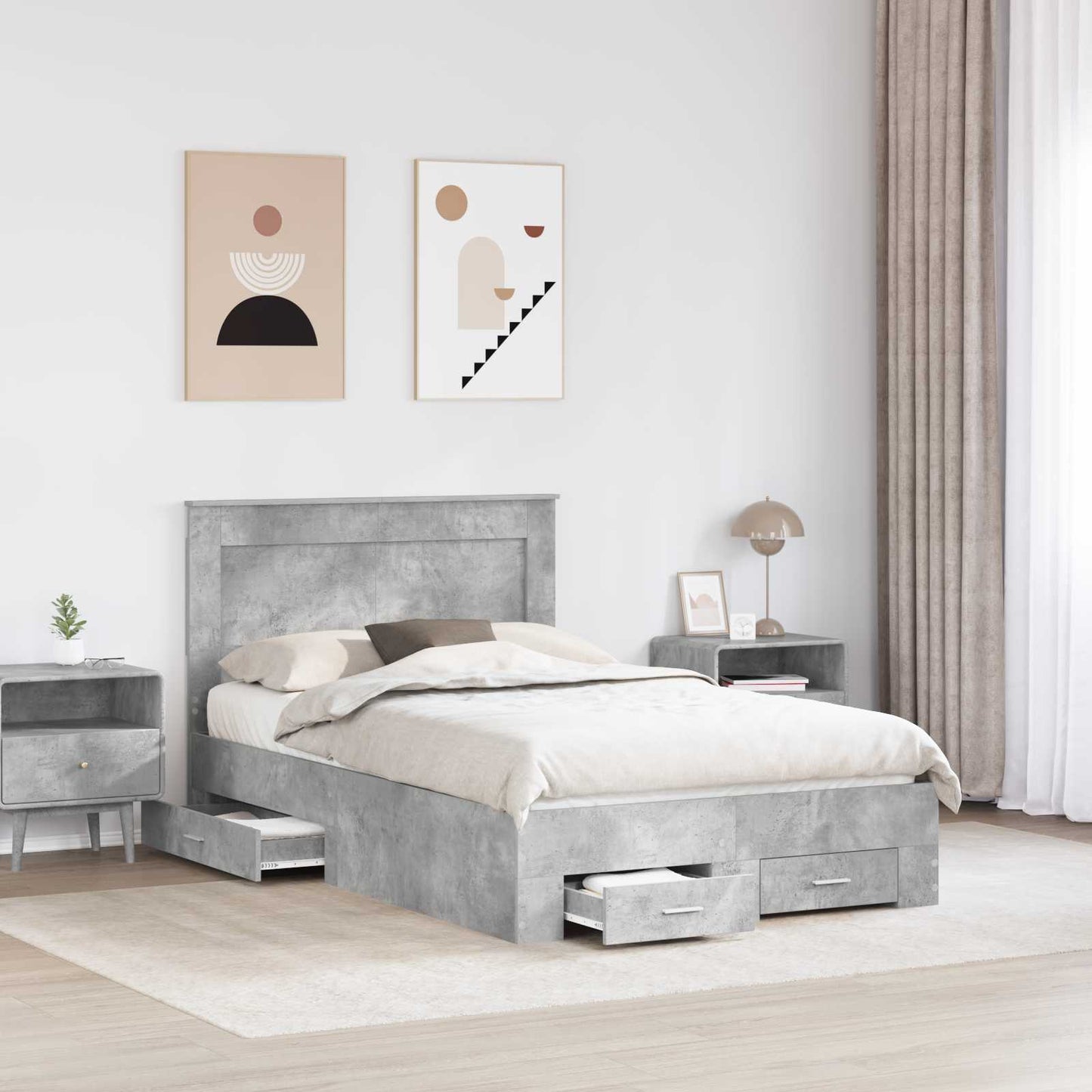Bed Frame Concrete Grey 120 x 200 cm Engineered Wood