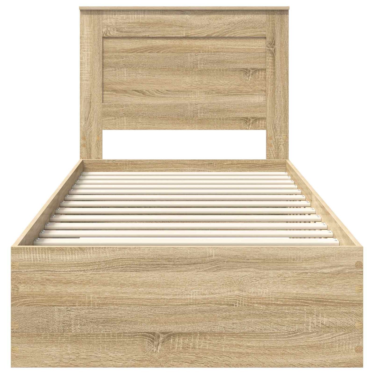 Bed Frame Sonoma Oak and Silver 75 x 190 cm Engineered Wood