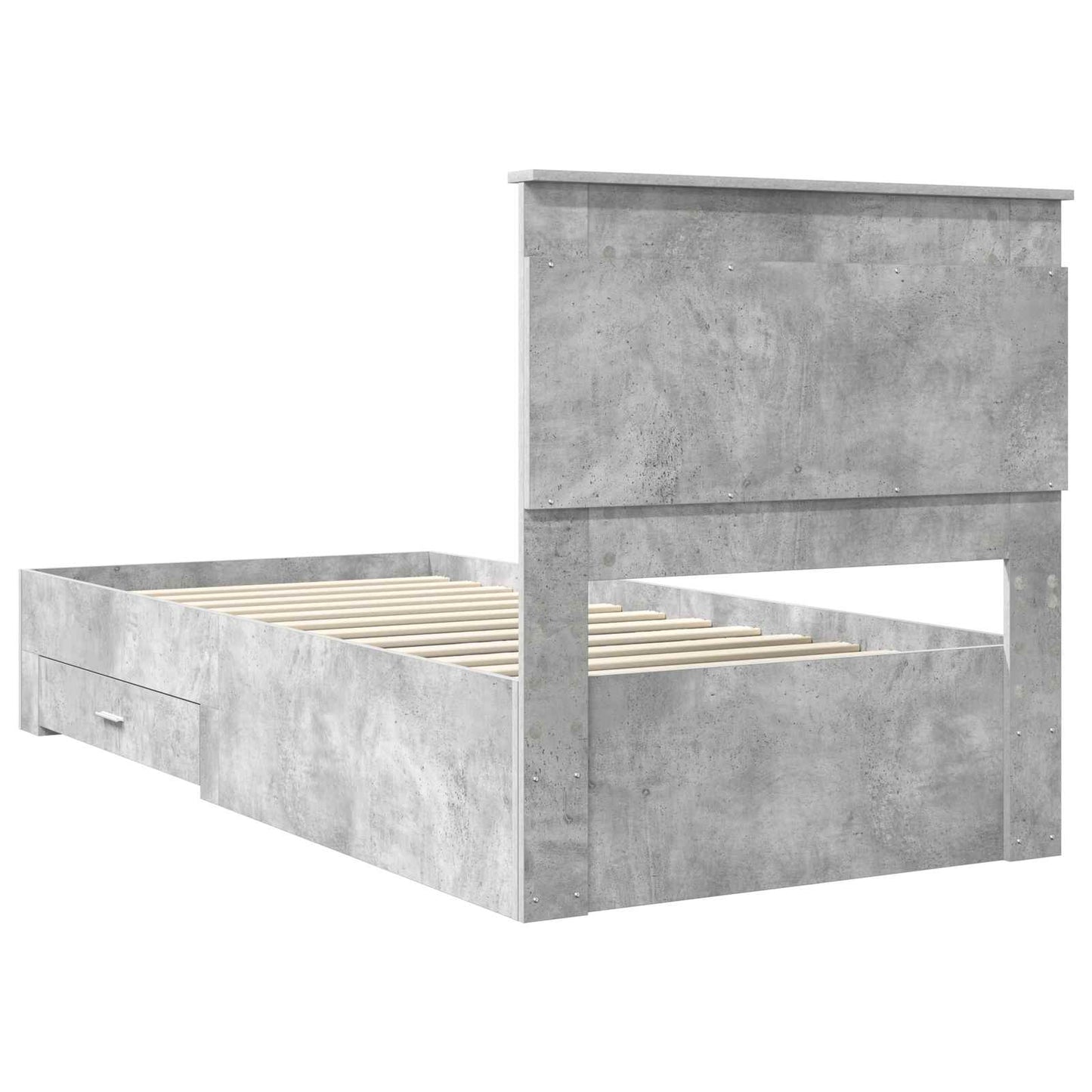 Bed Frame Concrete Grey and Silver 75 x 190 cm Engineered Wood