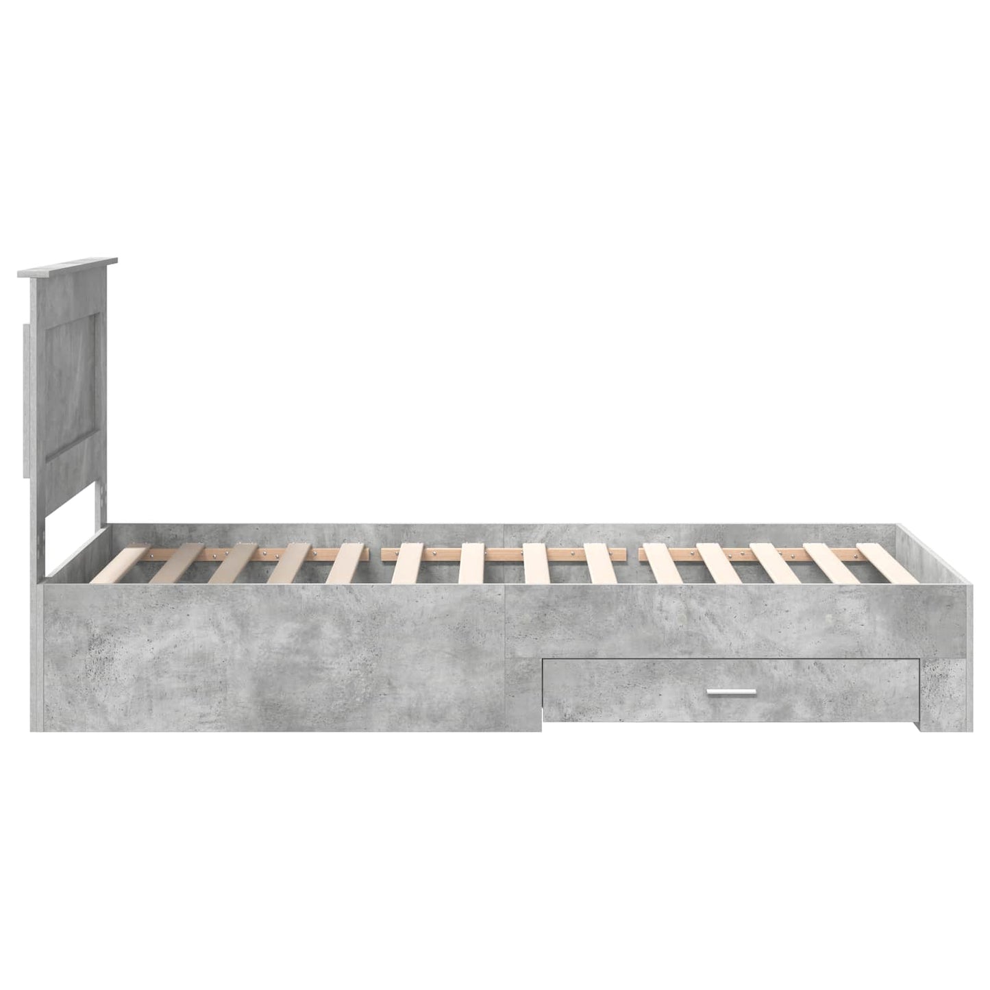 Bed Frame Concrete Grey and Silver 75 x 190 cm Engineered Wood
