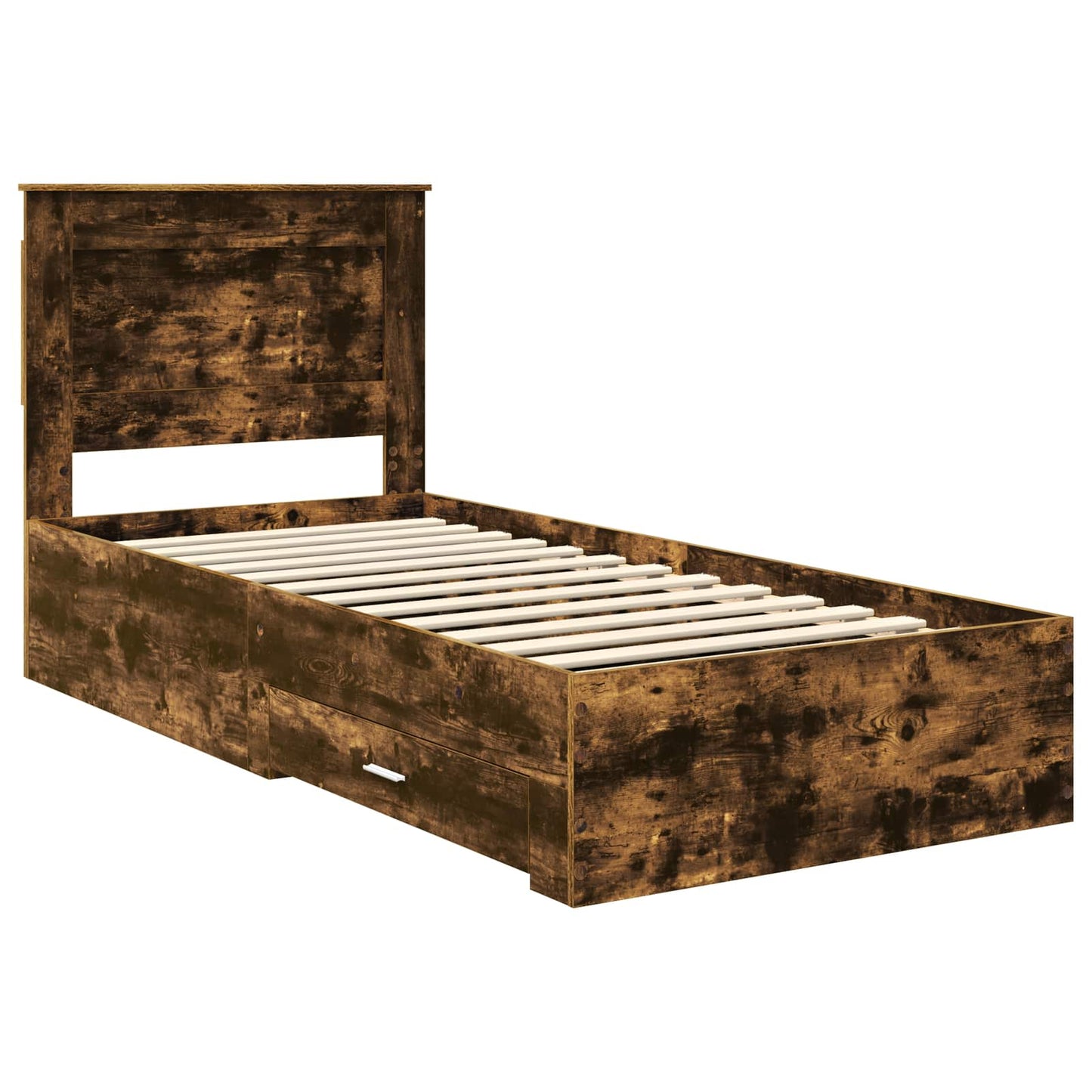 Bed Frame Smoked Oak and Silver 75 x 190 cm Engineered Wood