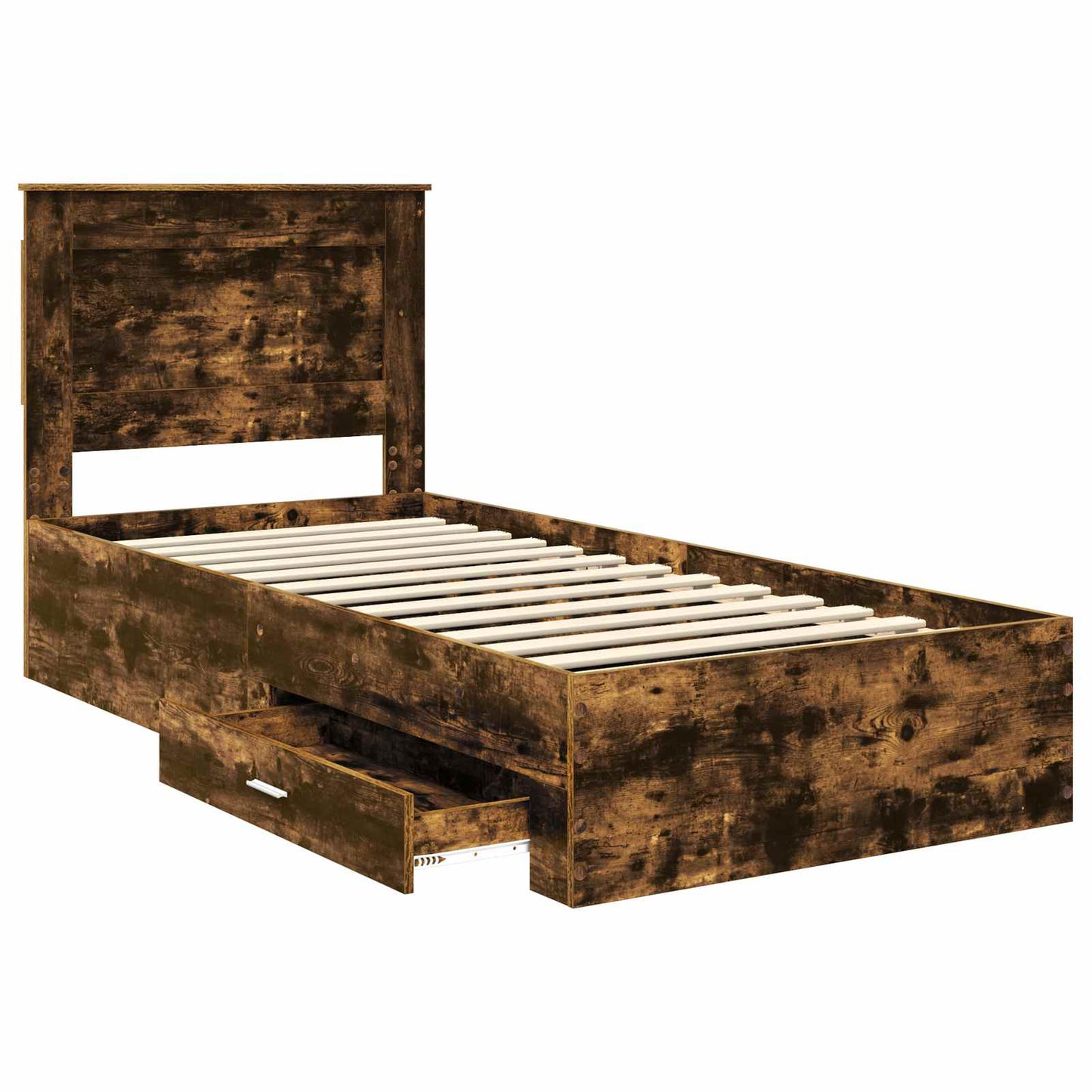 Bed Frame Smoked Oak and Silver 75 x 190 cm Engineered Wood