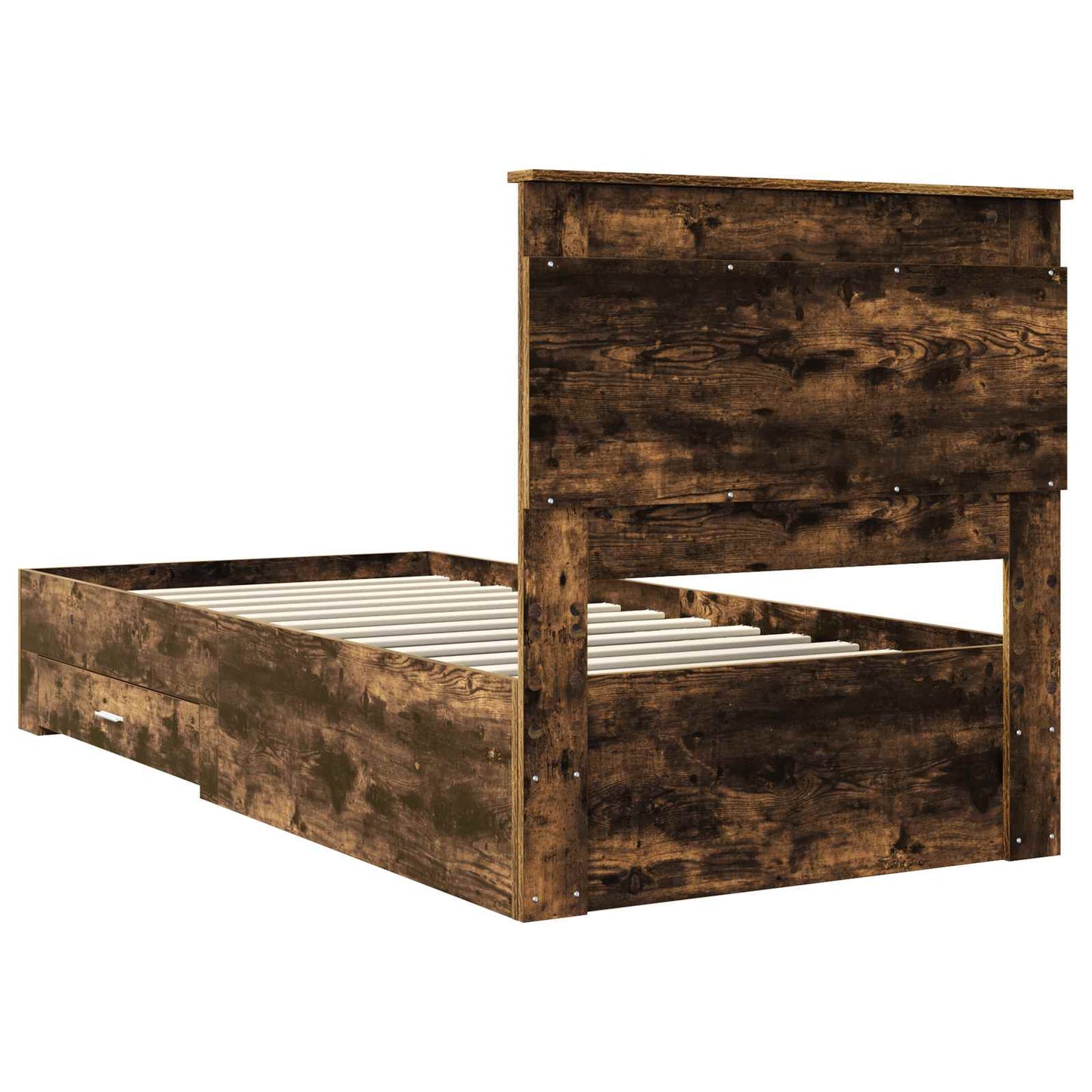 Bed Frame Smoked Oak and Silver 75 x 190 cm Engineered Wood