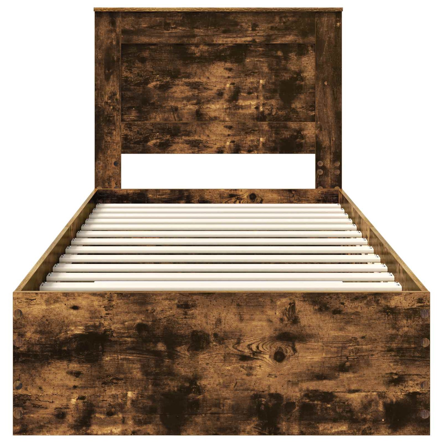 Bed Frame Smoked Oak and Silver 75 x 190 cm Engineered Wood
