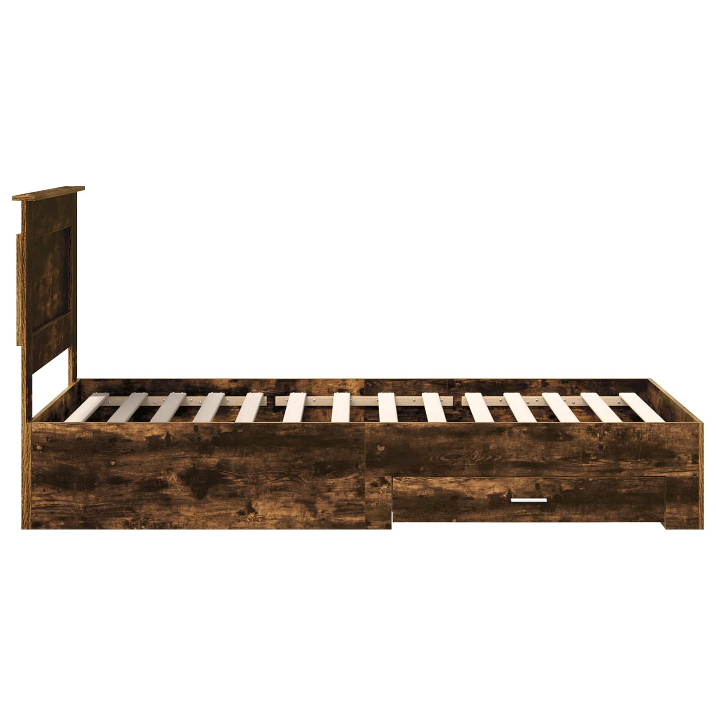 Bed Frame Smoked Oak and Silver 75 x 190 cm Engineered Wood