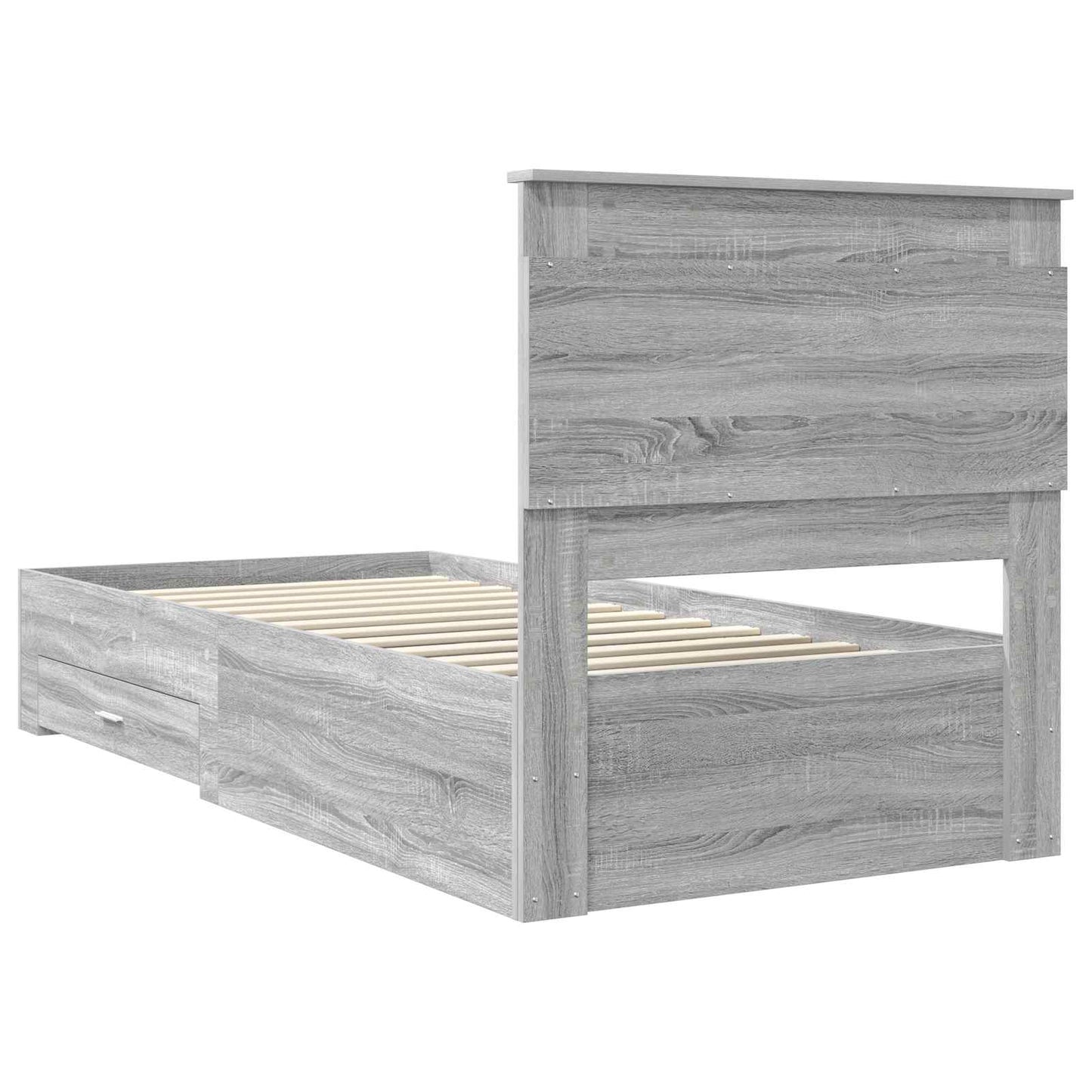Bed Frame Grey Sonoma and Silver 75 x 190 cm Engineered Wood