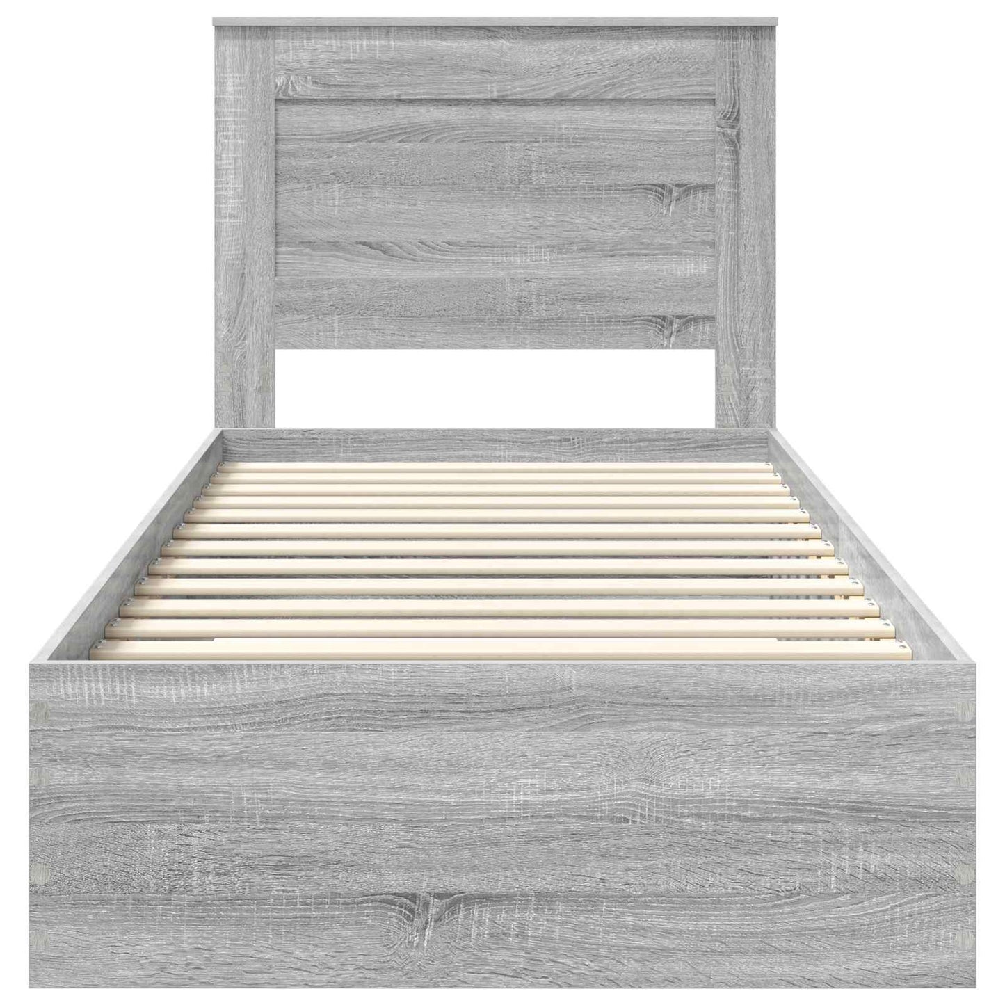Bed Frame Grey Sonoma and Silver 75 x 190 cm Engineered Wood