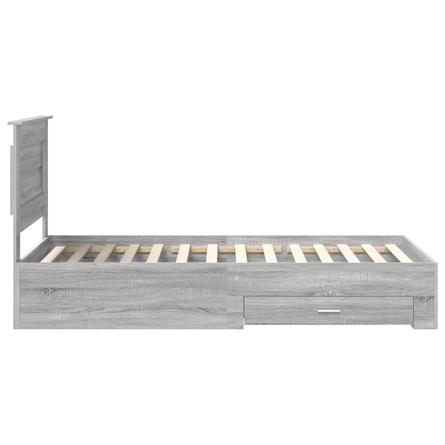 Bed Frame Grey Sonoma and Silver 75 x 190 cm Engineered Wood
