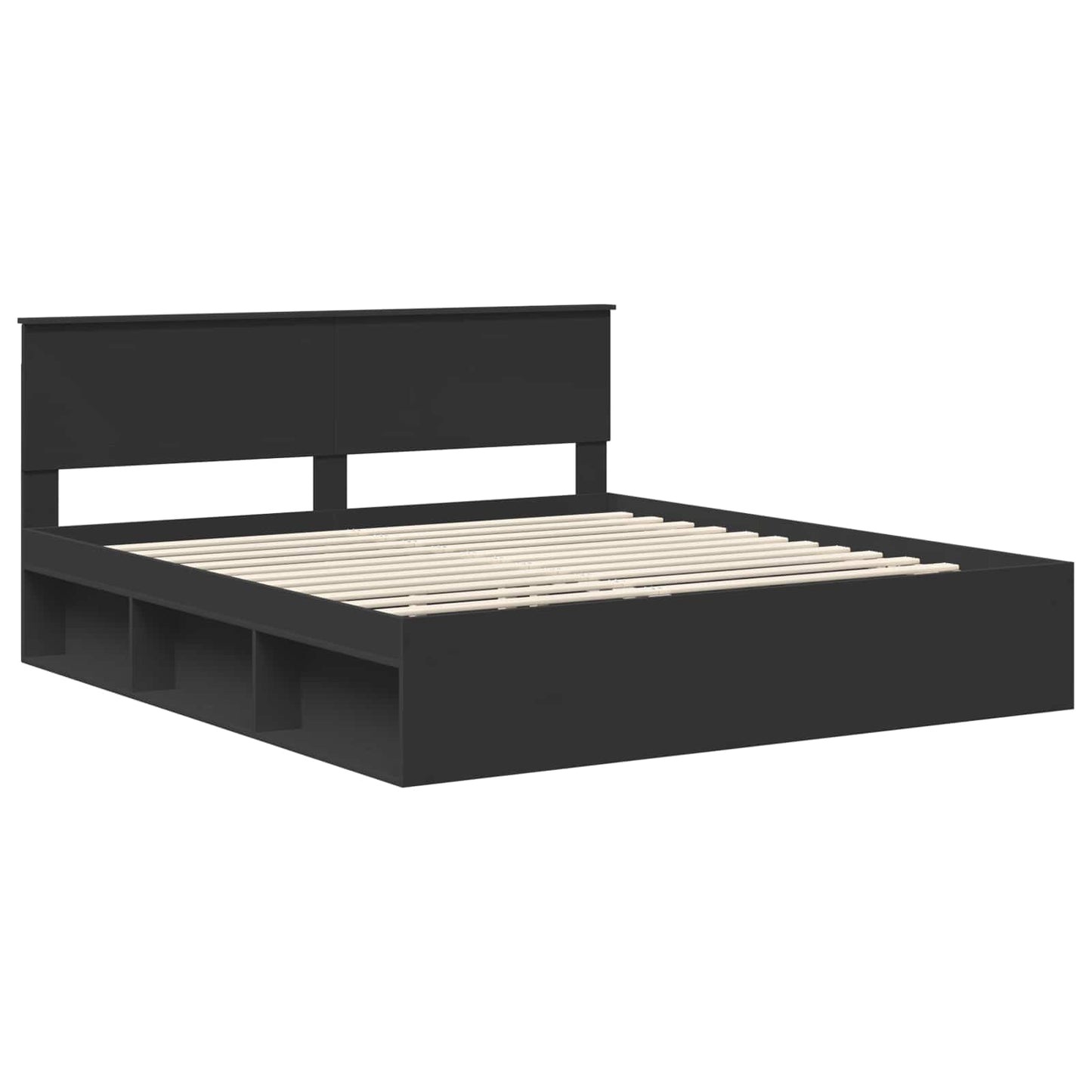 Bed Frame with Headboard Black 180 x 200 cm Solid Pine Wood