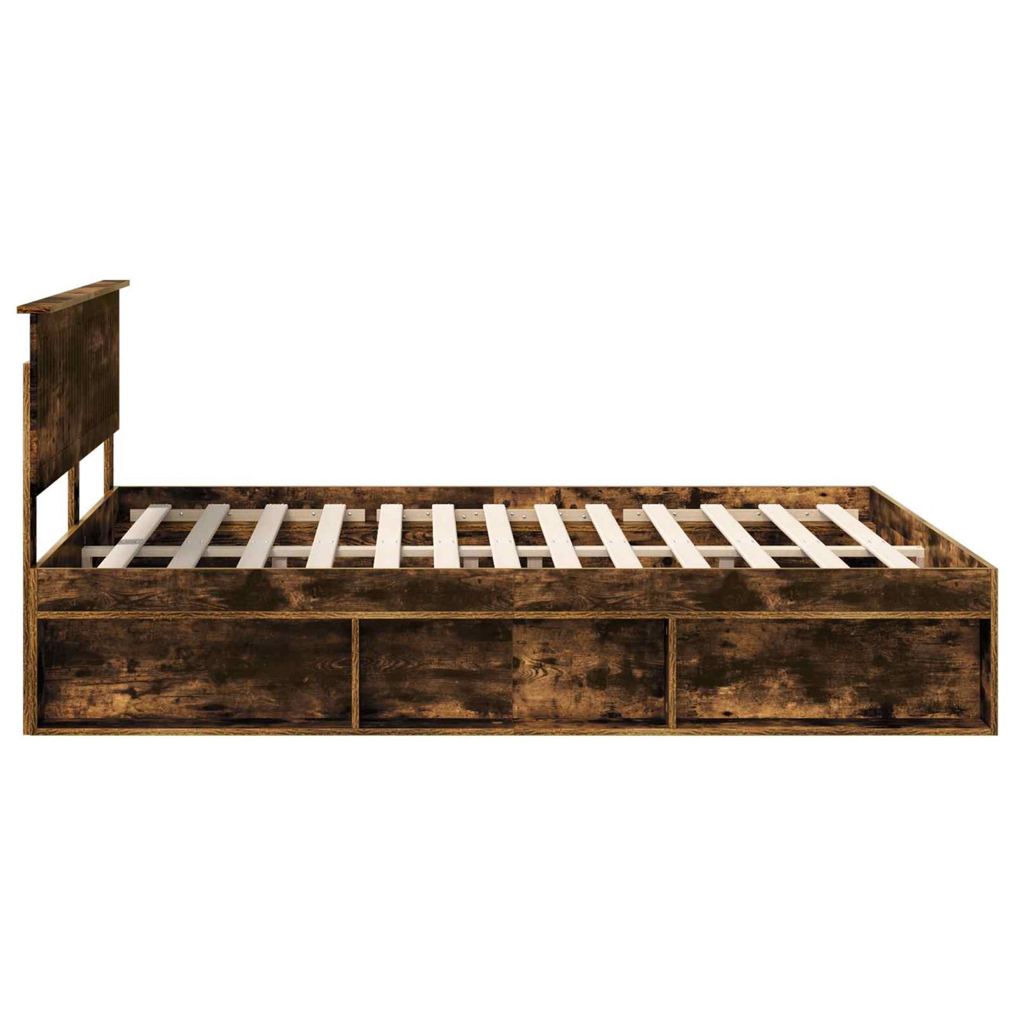 Bed Frame Smoked Oak 160 x 200 cm Solid Pine Wood