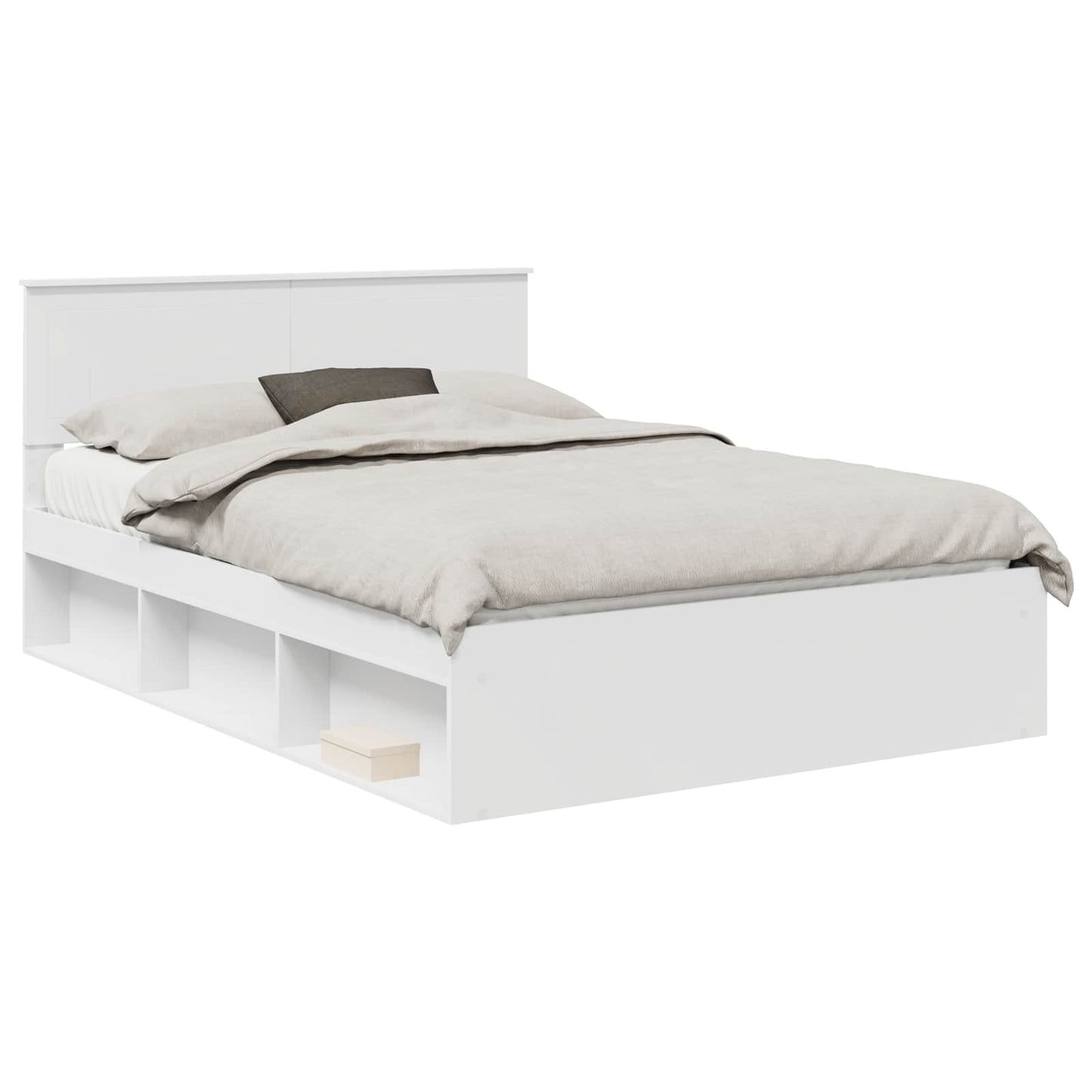 Bed Frame with Headboard White 140 x 200 cm Solid Pine Wood