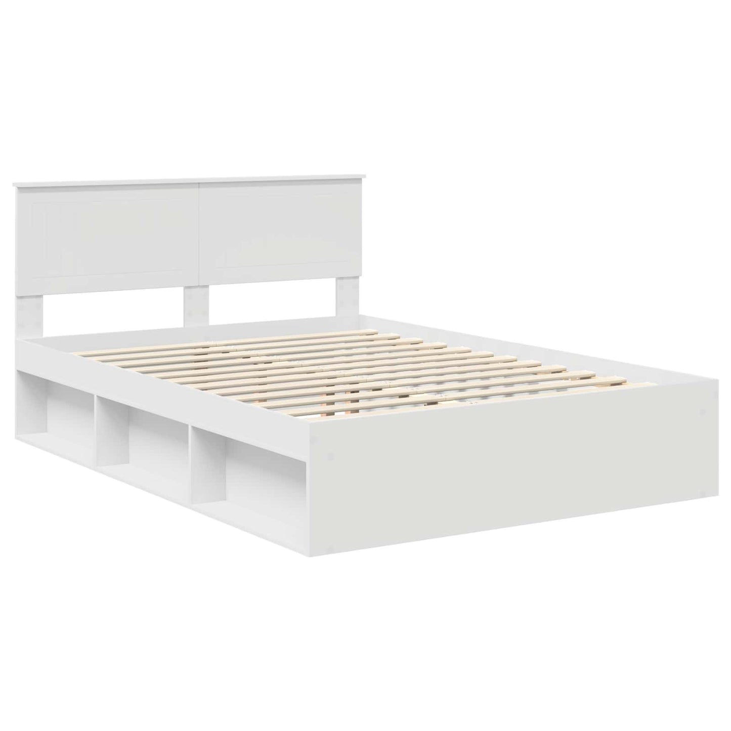 Bed Frame with Headboard White 140 x 200 cm Solid Pine Wood
