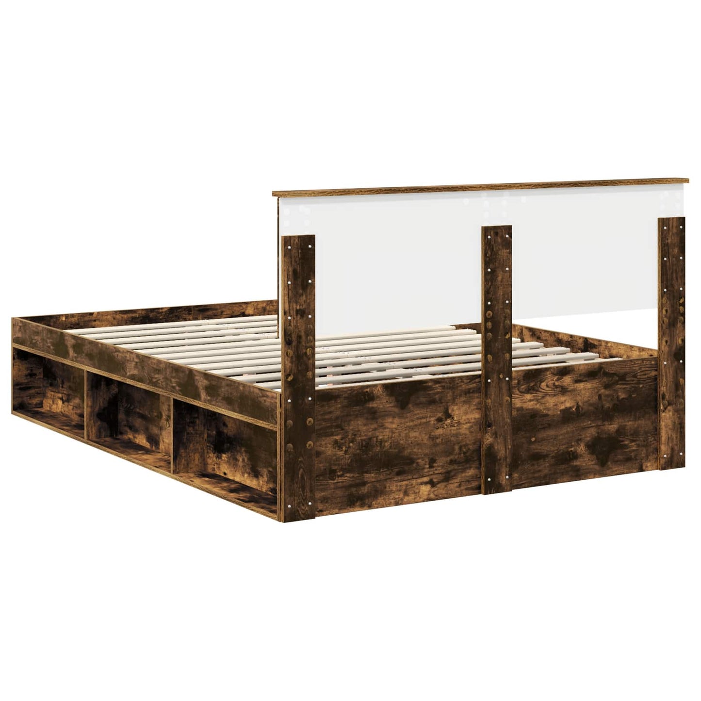 Bed Frame Smoked Oak 140 x 200 cm Solid Pine Wood