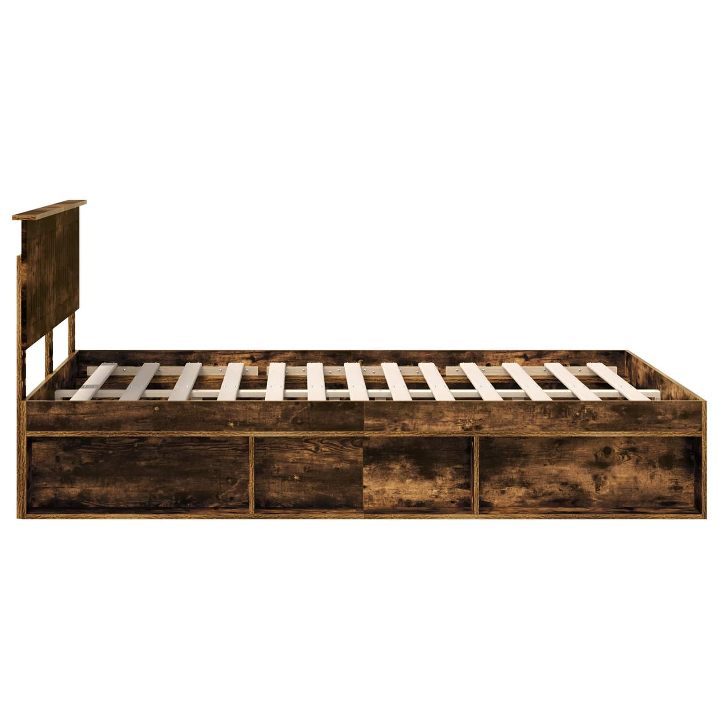 Bed Frame Smoked Oak 140 x 200 cm Solid Pine Wood