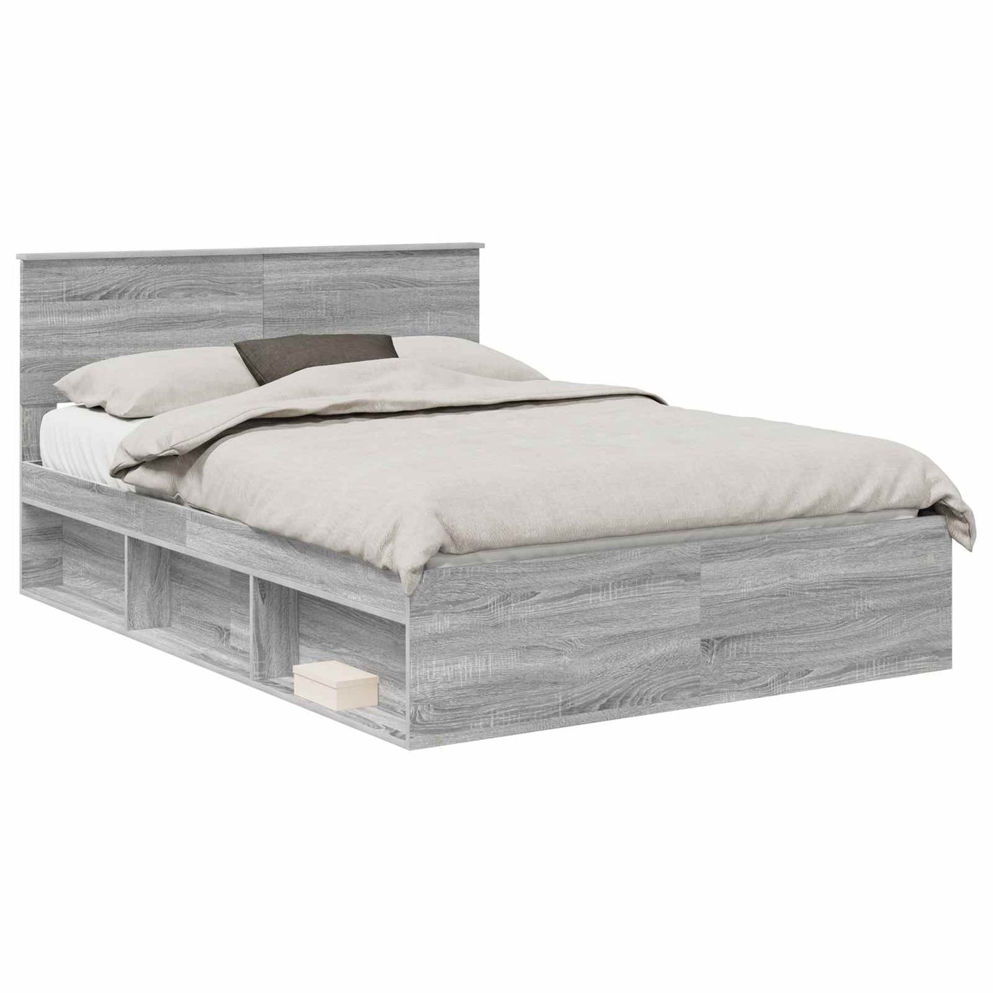 Bed Frame Grey Sonoma 140 x 200 cm Solid Pine Wood
