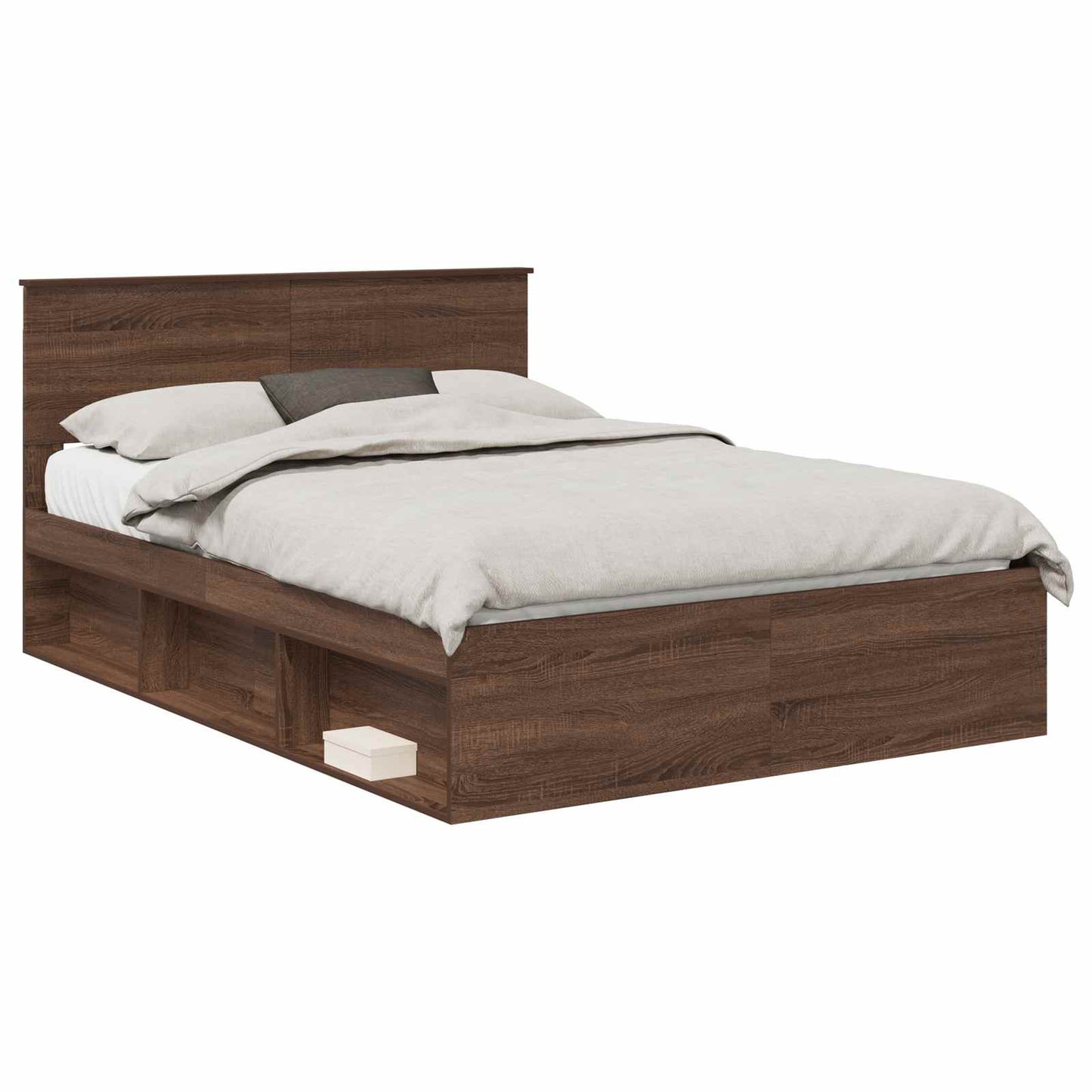 Bed Frame with Headboard Brown Oak 140 x 200 cm Solid Pine Wood