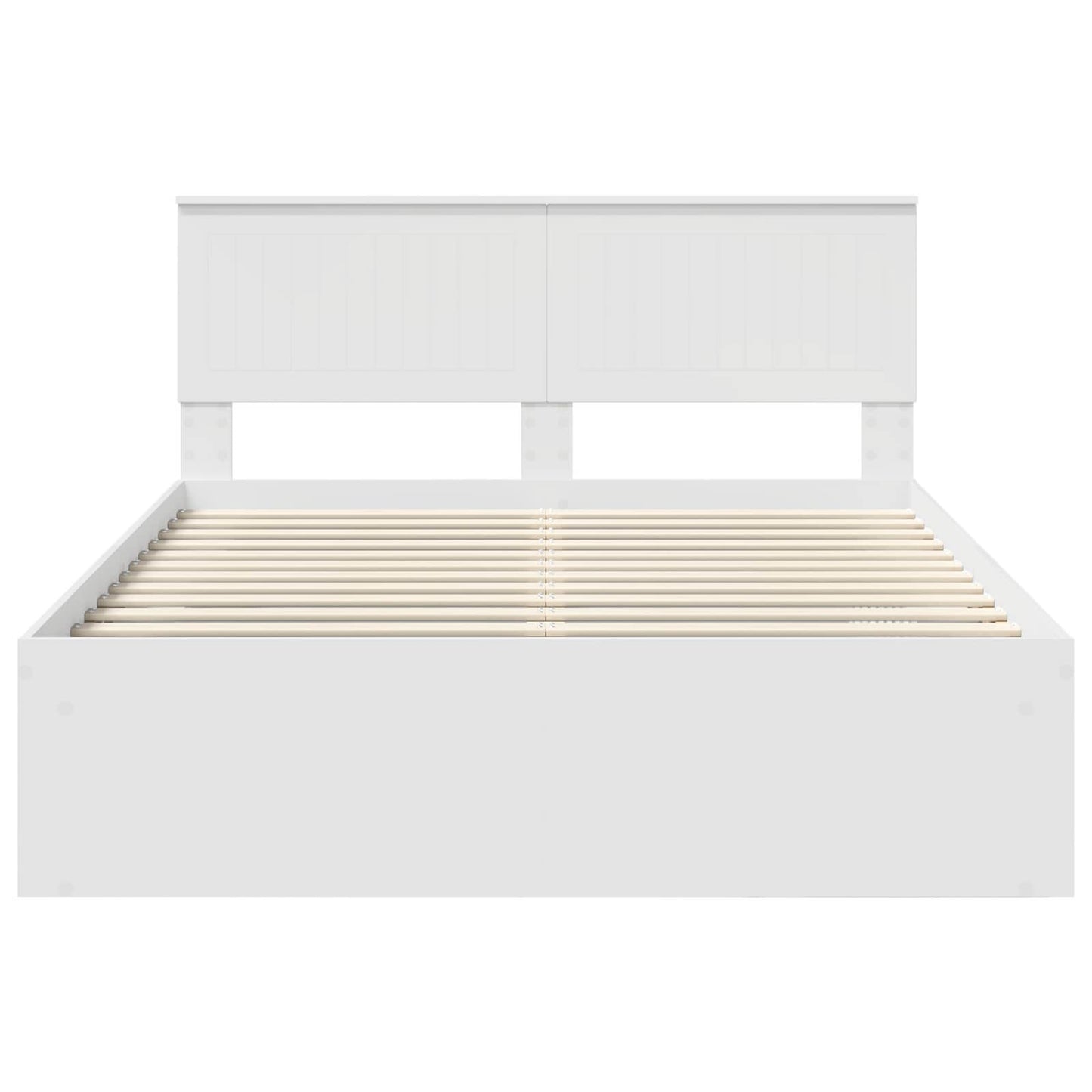 Bed Frame with Headboard White 140 x 190 cm Solid Pine Wood
