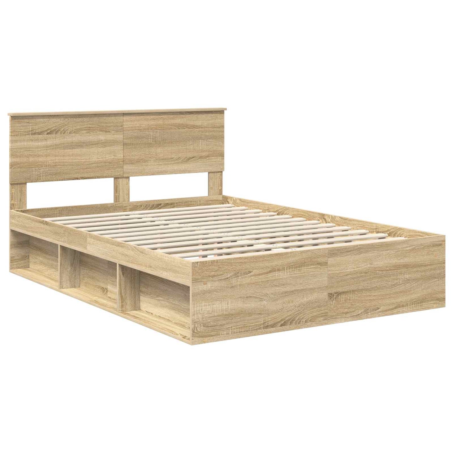 Bed Frame with Headboard Sonoma 140 x 190 cm Solid Pine Wood